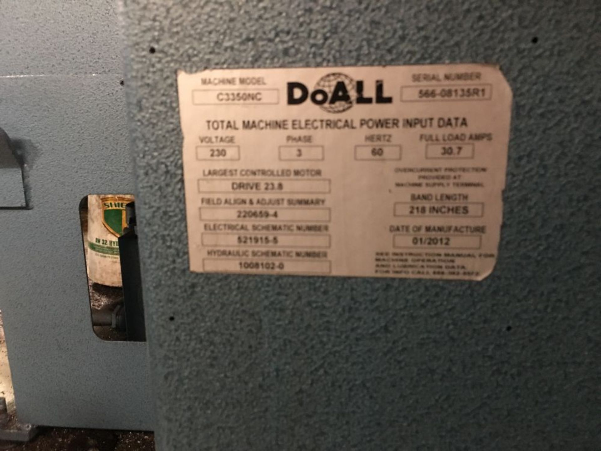 DoAll Automatic Band Saw with Auto Bundle Loader Model C3350NC, S/N 566-08135R1, NEW 2013 - Image 12 of 15