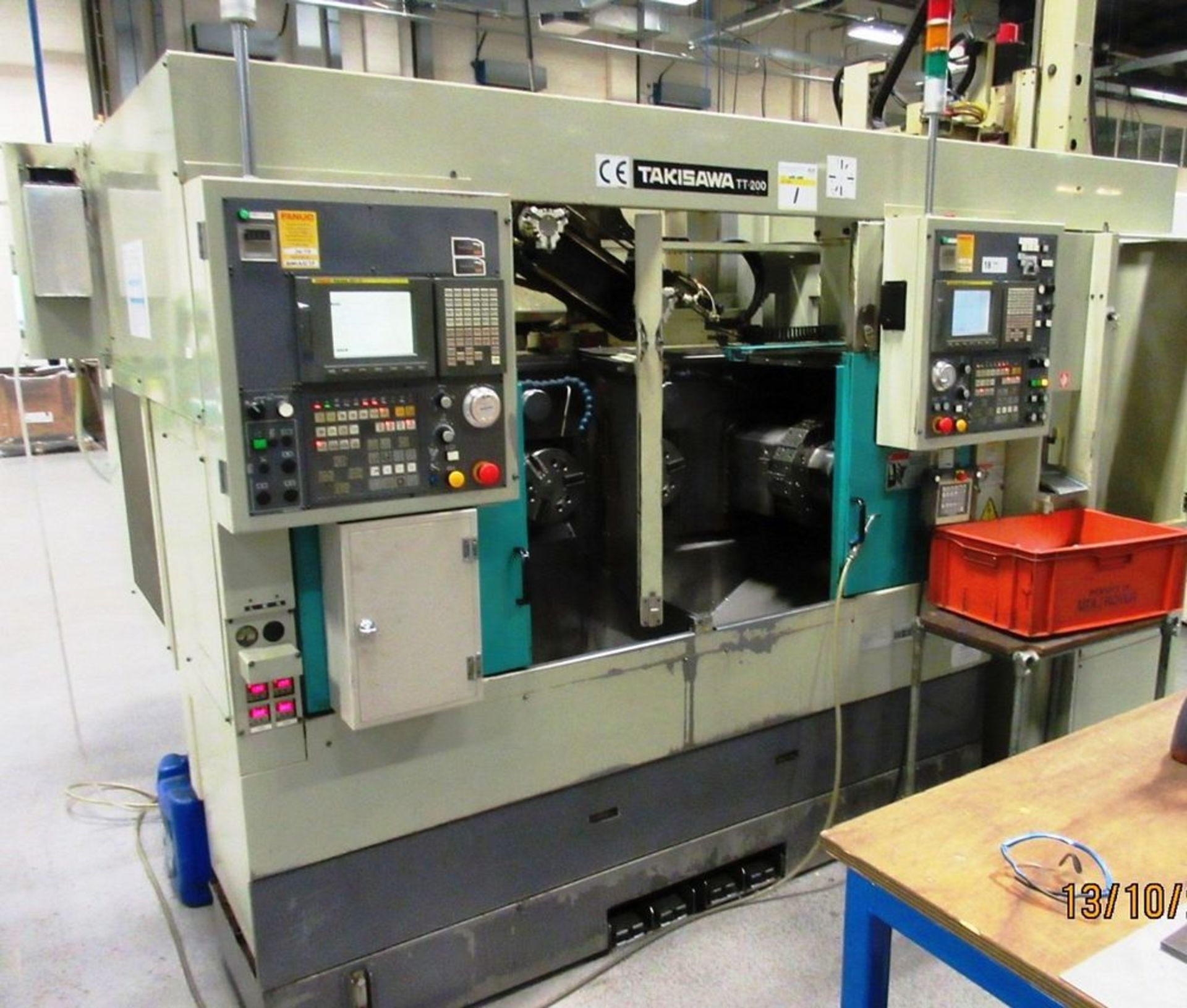 Takisawa TT-200-G CNC Twin Spindle Turning Center w/gantry Loader, Fanuc 21iTB CNc Control C-Axis, L