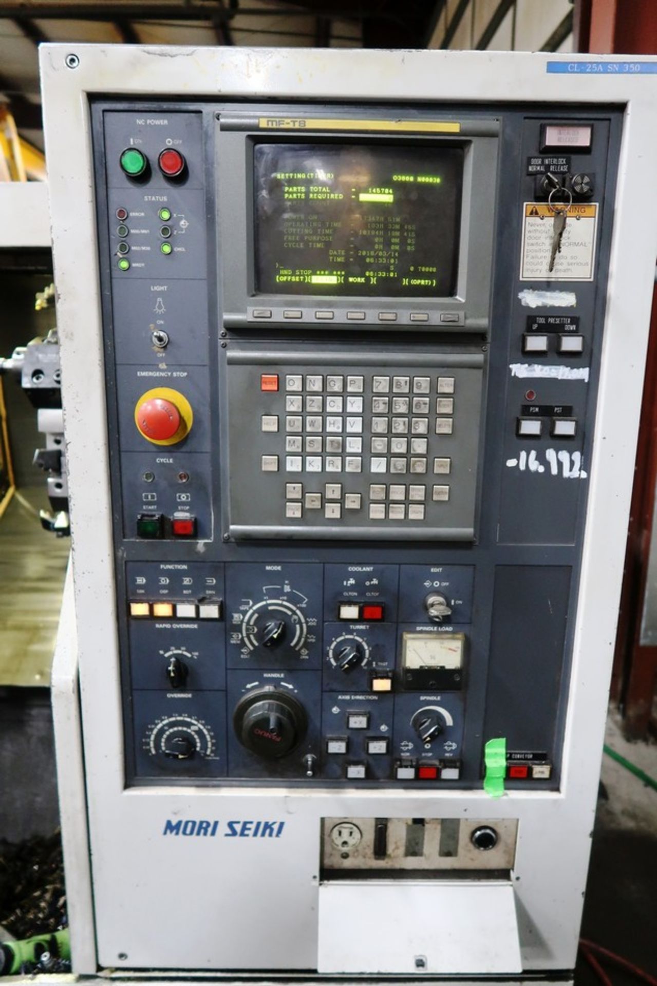 Mori Seiki CL-25A CNC Turning Center lathe, S/N 0350 - Image 4 of 7