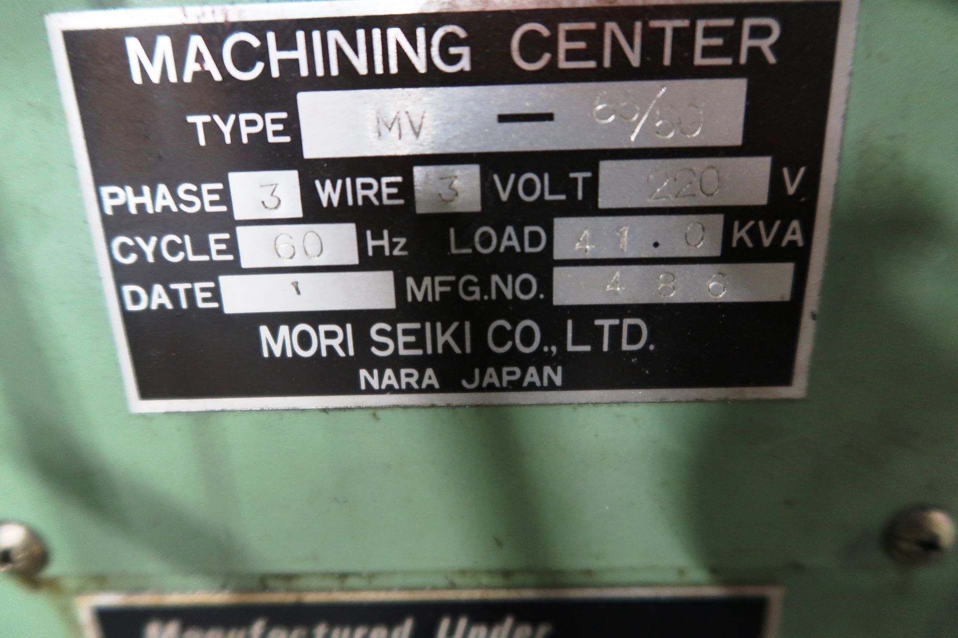 Mori Seiki MB65/50 CNC Vertical Machining Center, S/N 486 - Image 10 of 11
