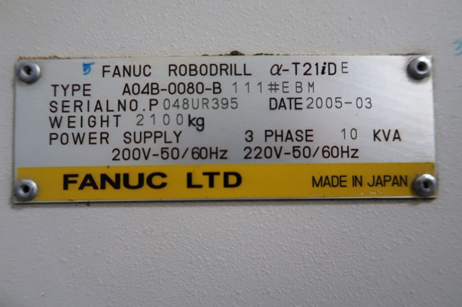 2005 Fanuc Robodrill Alpha T21iDE 3-Axis Vertical High Speed Drill Tap Center, S/N PO48UR395 - Image 9 of 11