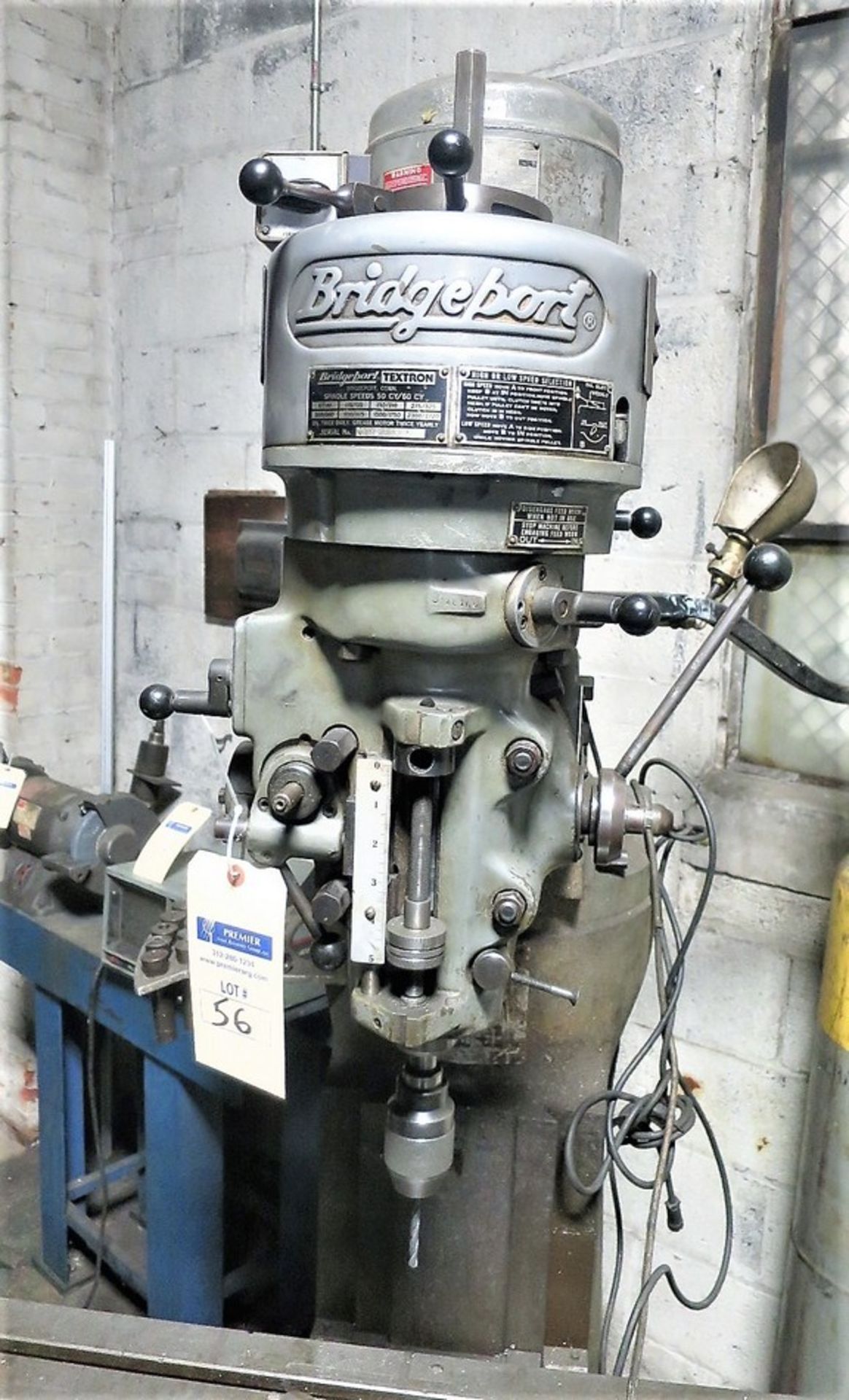 1 hp Bridgeport Textron Vertical Milling Machine, S/N 229525 - Image 3 of 5