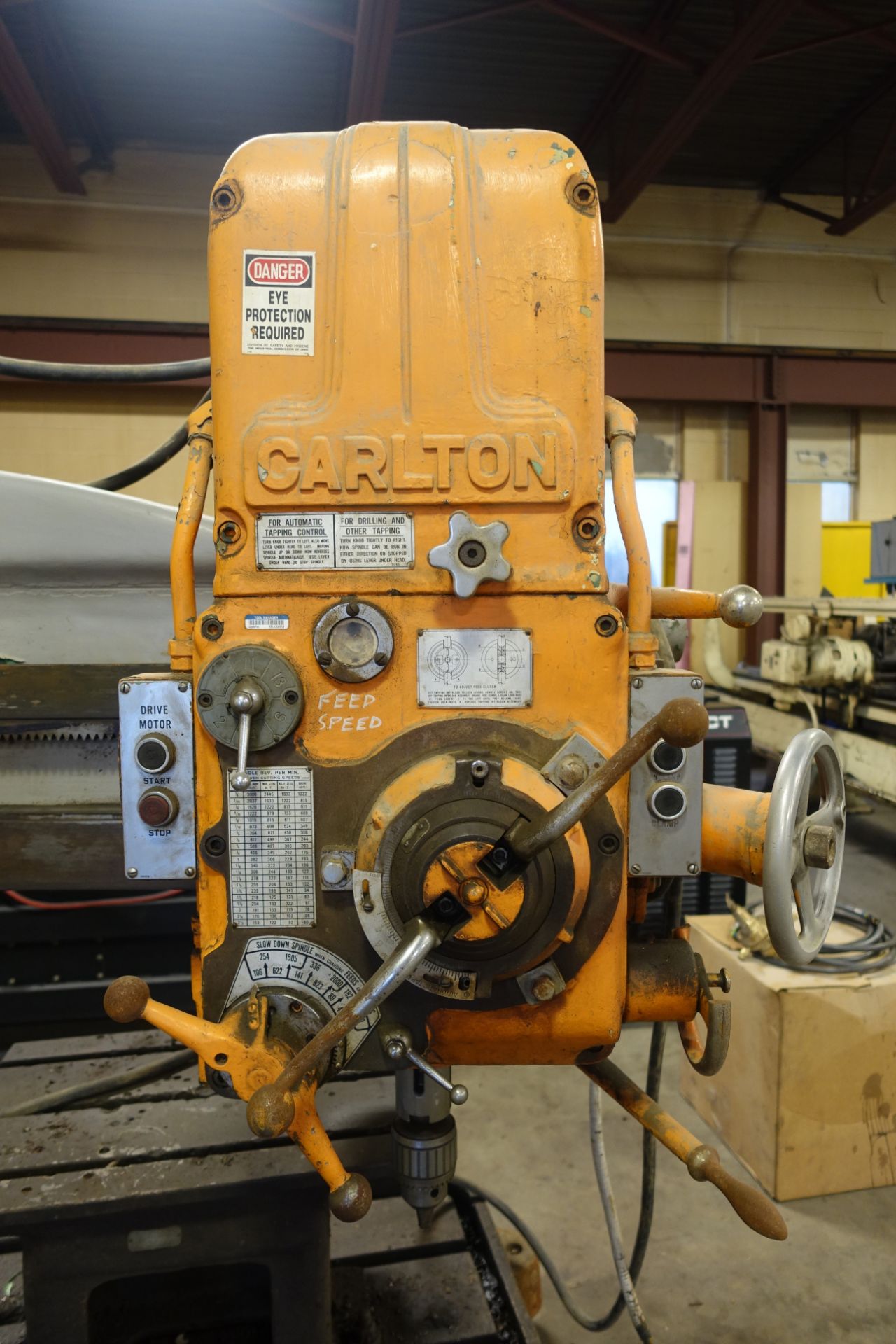 Carlton 4’ x 11” Radial Arm Drill, Box Table - Image 3 of 4