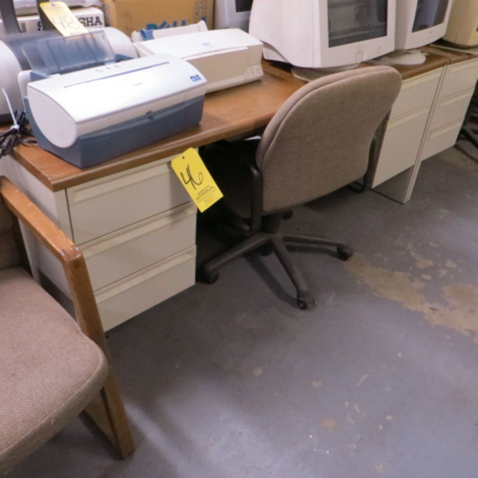 36X72 METAL FORMICA DOUBLE PEDESTAL DESKS