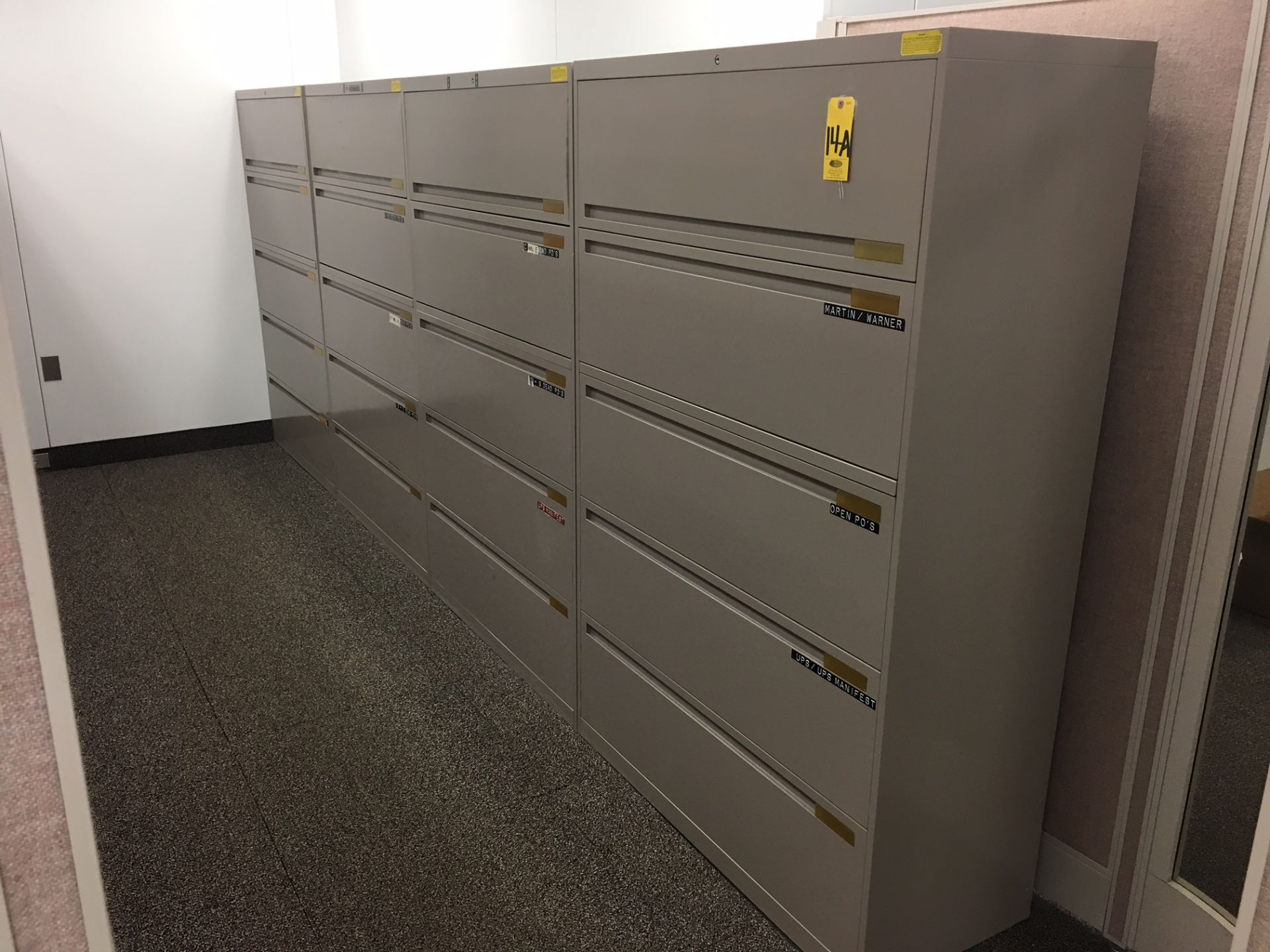 (4) 42 IN 5-DRAWER LATERAL FILE CABINETS