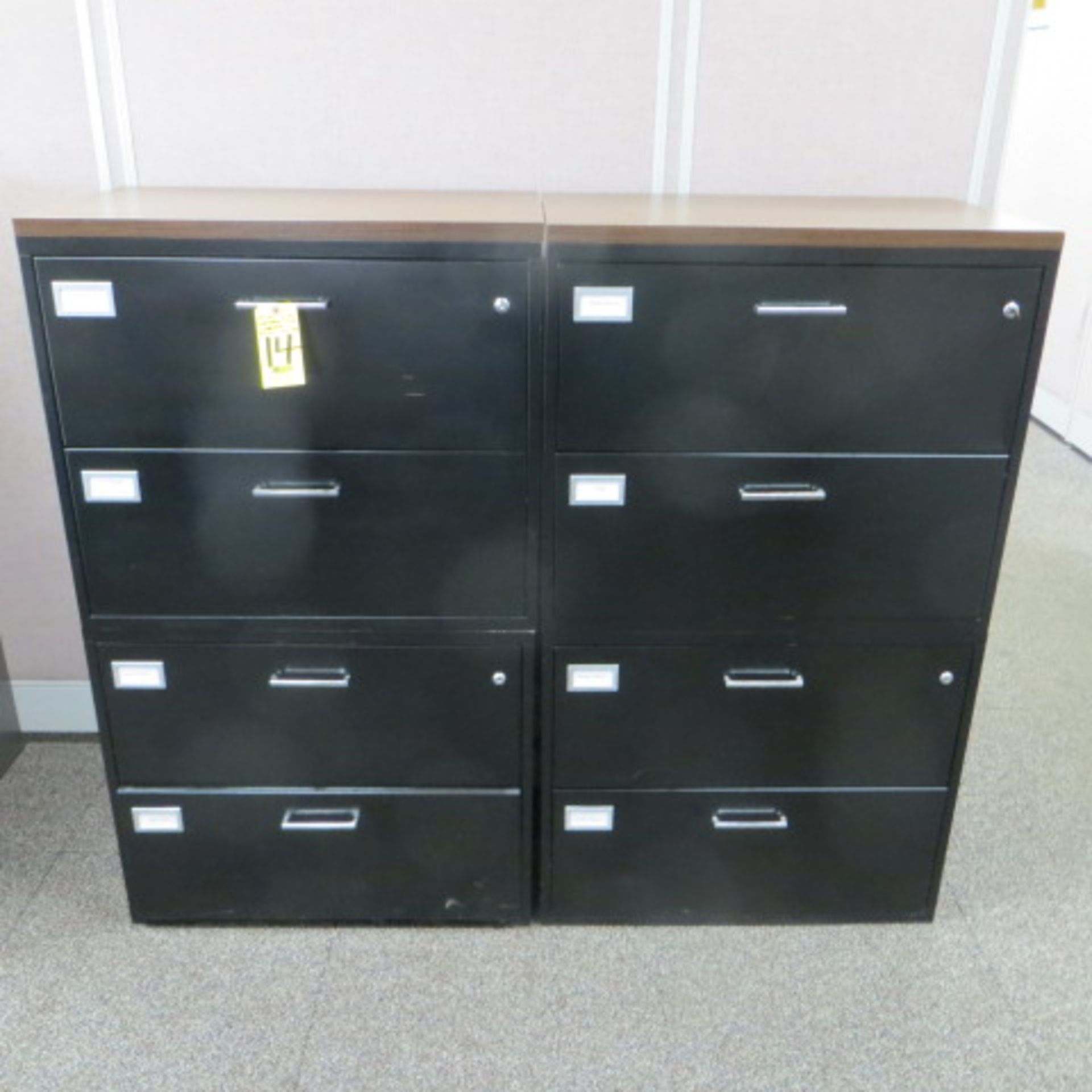 (2) 30 INCH 4-DRAWER LATERAL FILE CABINETS W/ LAMINATE TOP