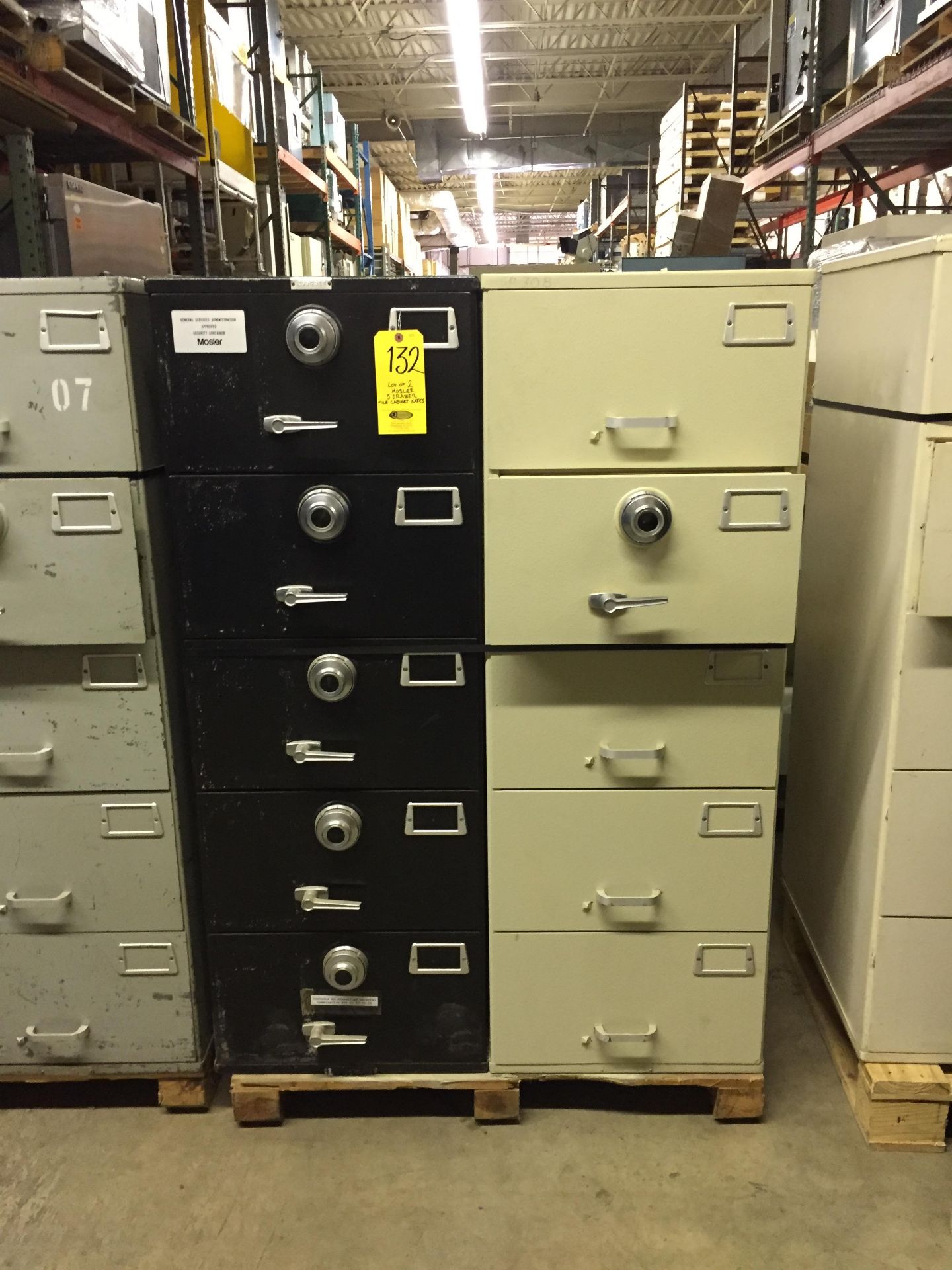 (2) Mosler 5-Drawer File Cabinet Safes
