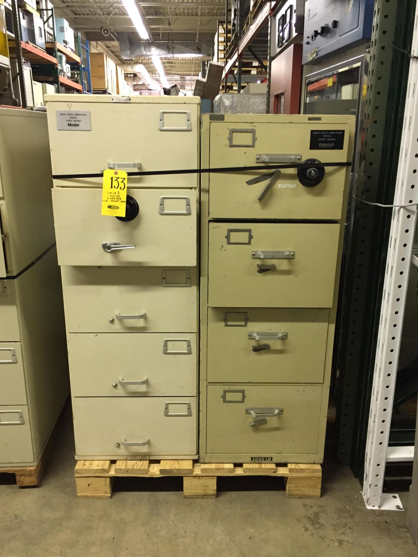 (2) Mosler 5-Drawer File Cabinet Safes