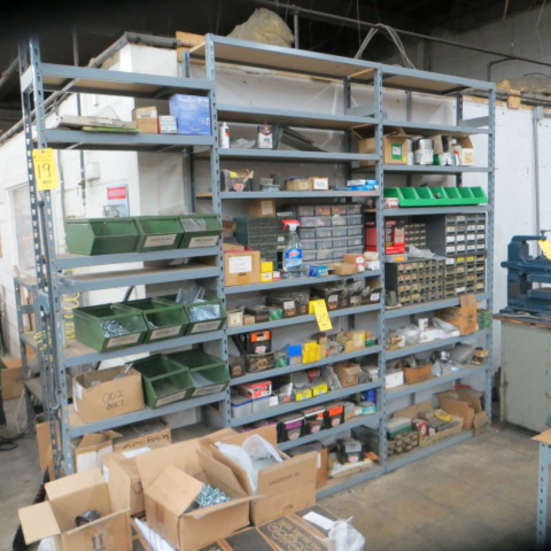 (4) SECTIONS OF SLOTTED SHELVING-NO CONTENTS