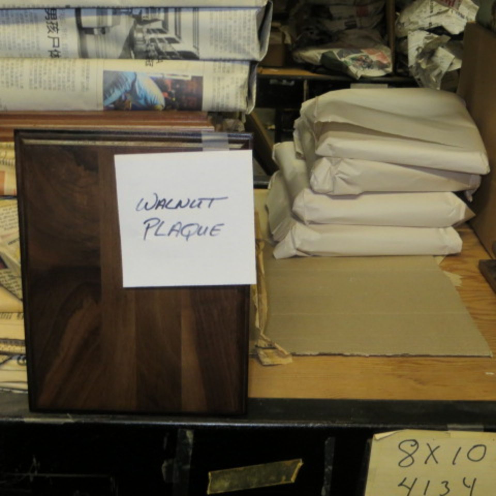 ASST. PLAQUE PARTS-CHERRY, WALNUT & OAK (RACKS NOT INCLUDED) - Image 8 of 15