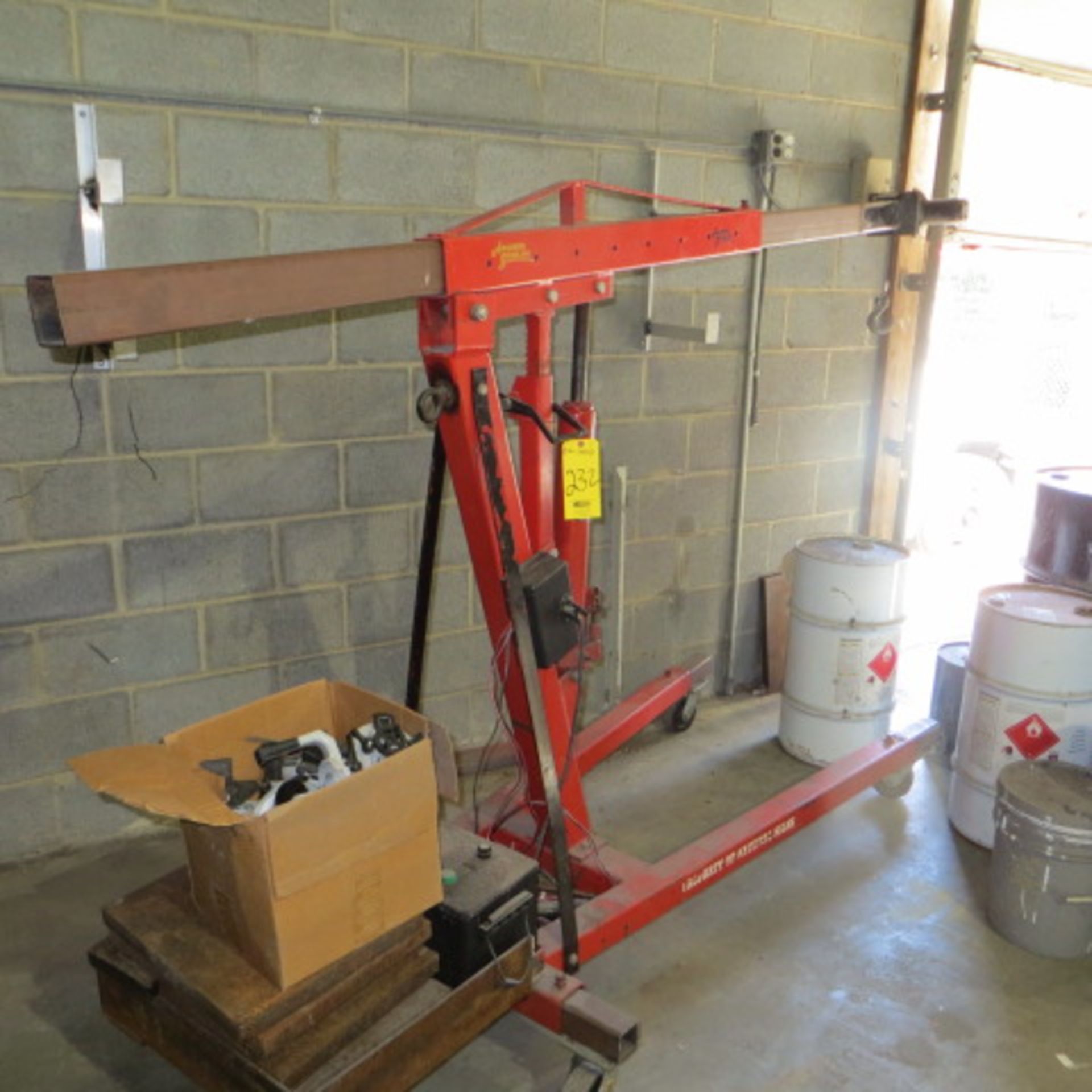 PORTABLE 8 TON SHOP CRANE W/MODIFIED ELECTRIC HOIST ATTACHMENT - Image 2 of 2