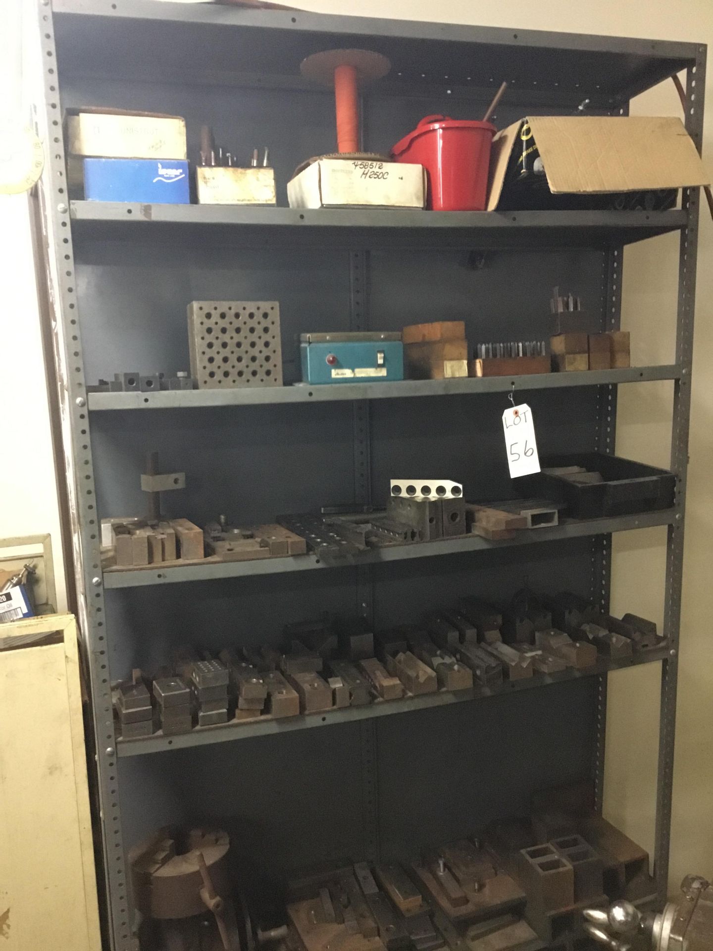 Shelving with Precision Blocks, De magnetizer Letter Stamps. Chucks