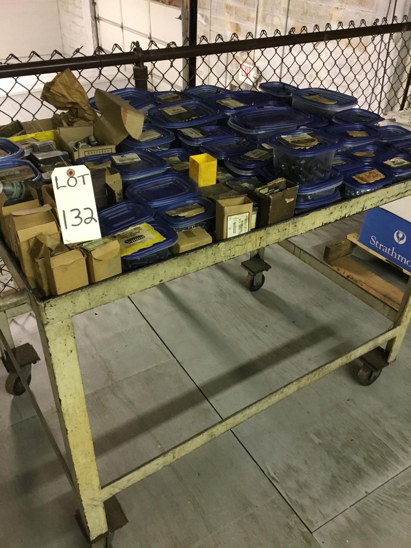 Lot Portable Steel Cart with Nuts and Bolts