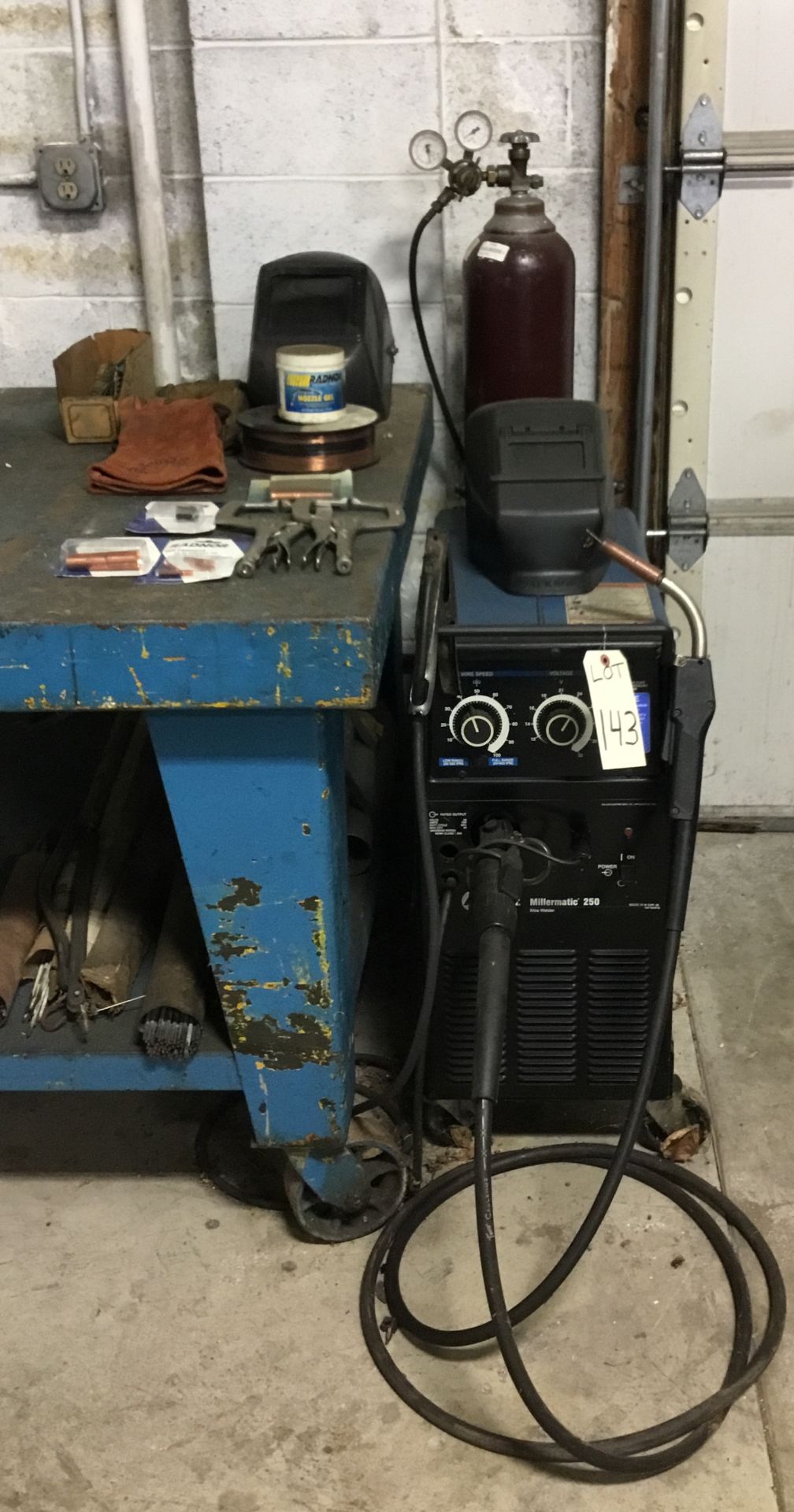 Miller Matic 250 Wire Welder CV/DC with Tank and Welding Supplies