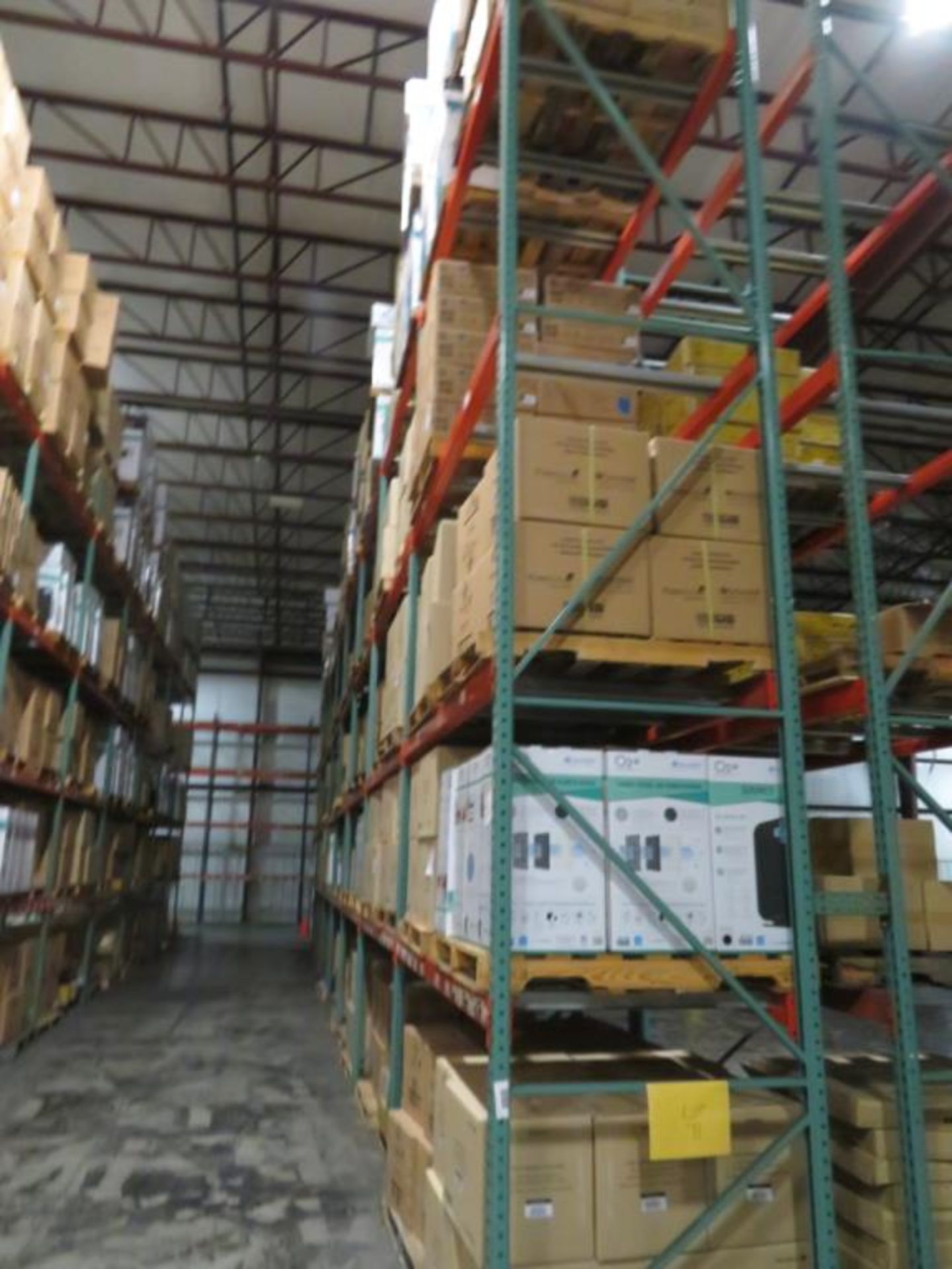 Interlake pallet racking 9 uprights 44" wide and 20' tall, 64 beams 4" x 2 3/4" & 8'long, 128