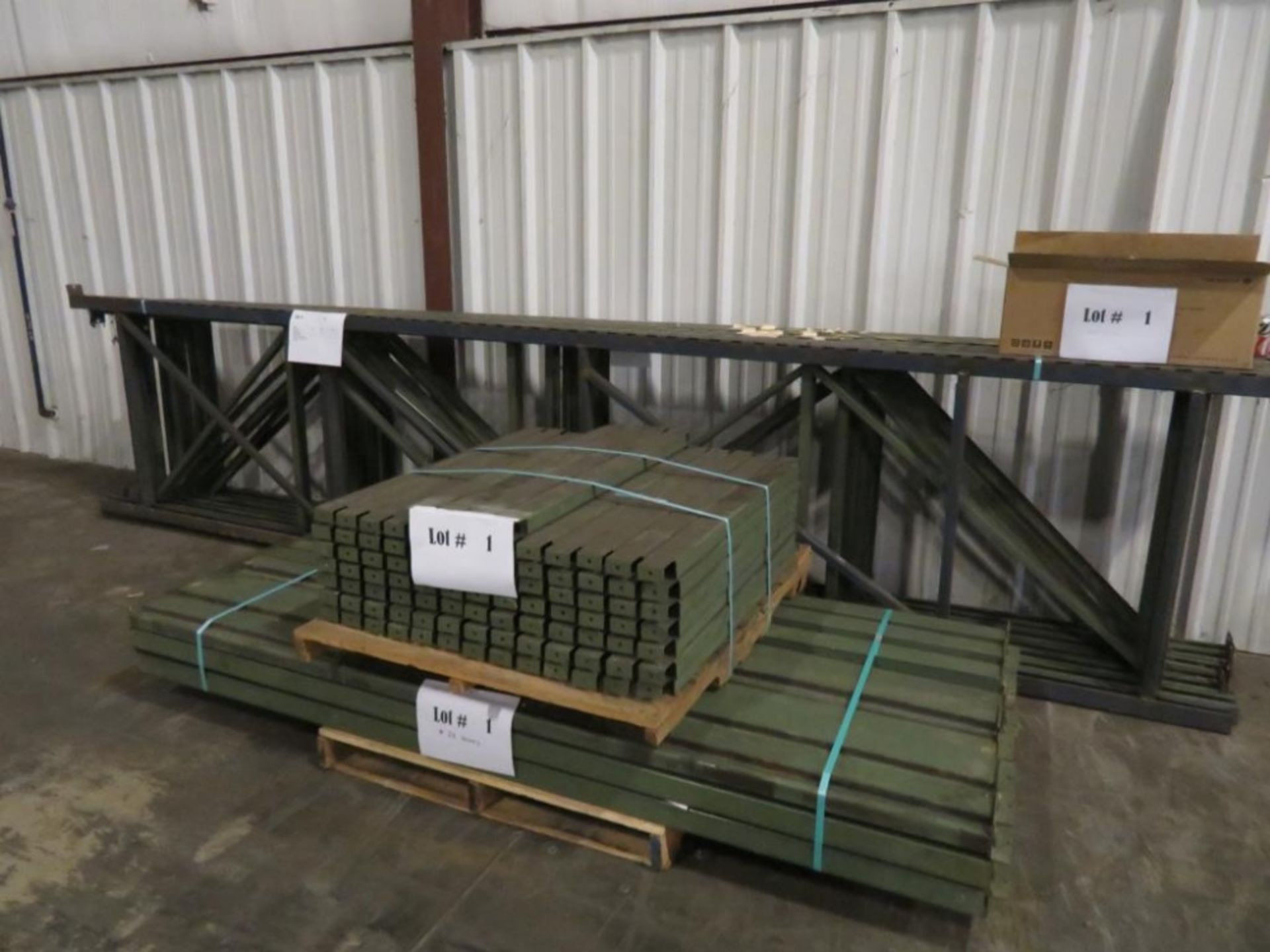 Sturdi-Bilt pallet racking 7 uprights 3"x 2 1/2", 42" wide and 16' tall, 24 beams 5"x 2 1/2" & 8'