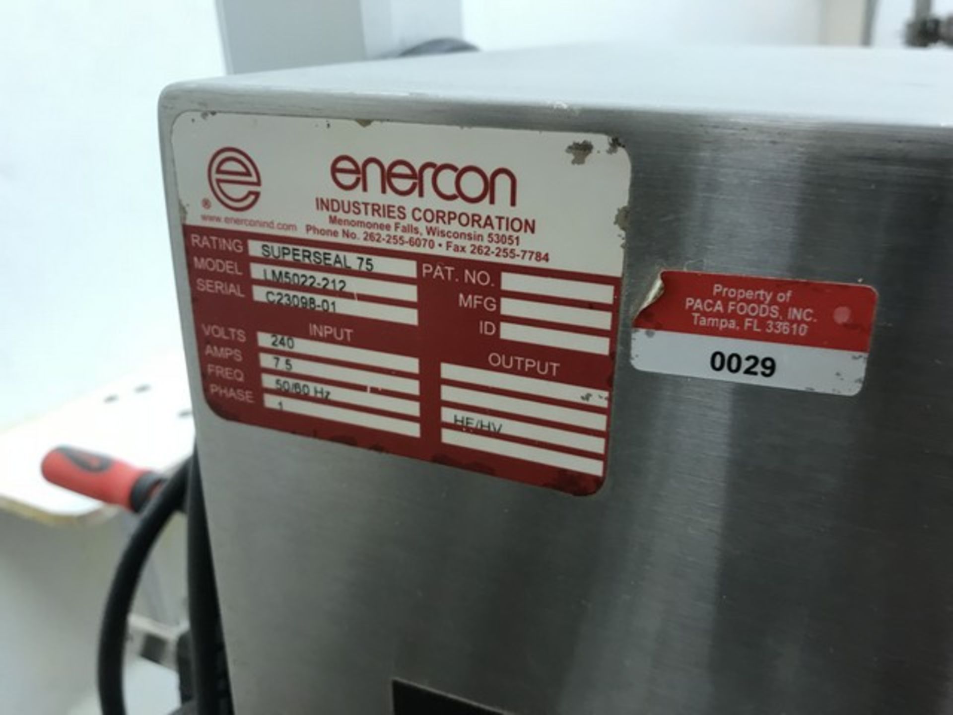 ENERCON SUPER SEAL 75 LM5022-212 INDUCTION SEALER WITH BOTTLE LINE CONVEYOR - Image 3 of 4