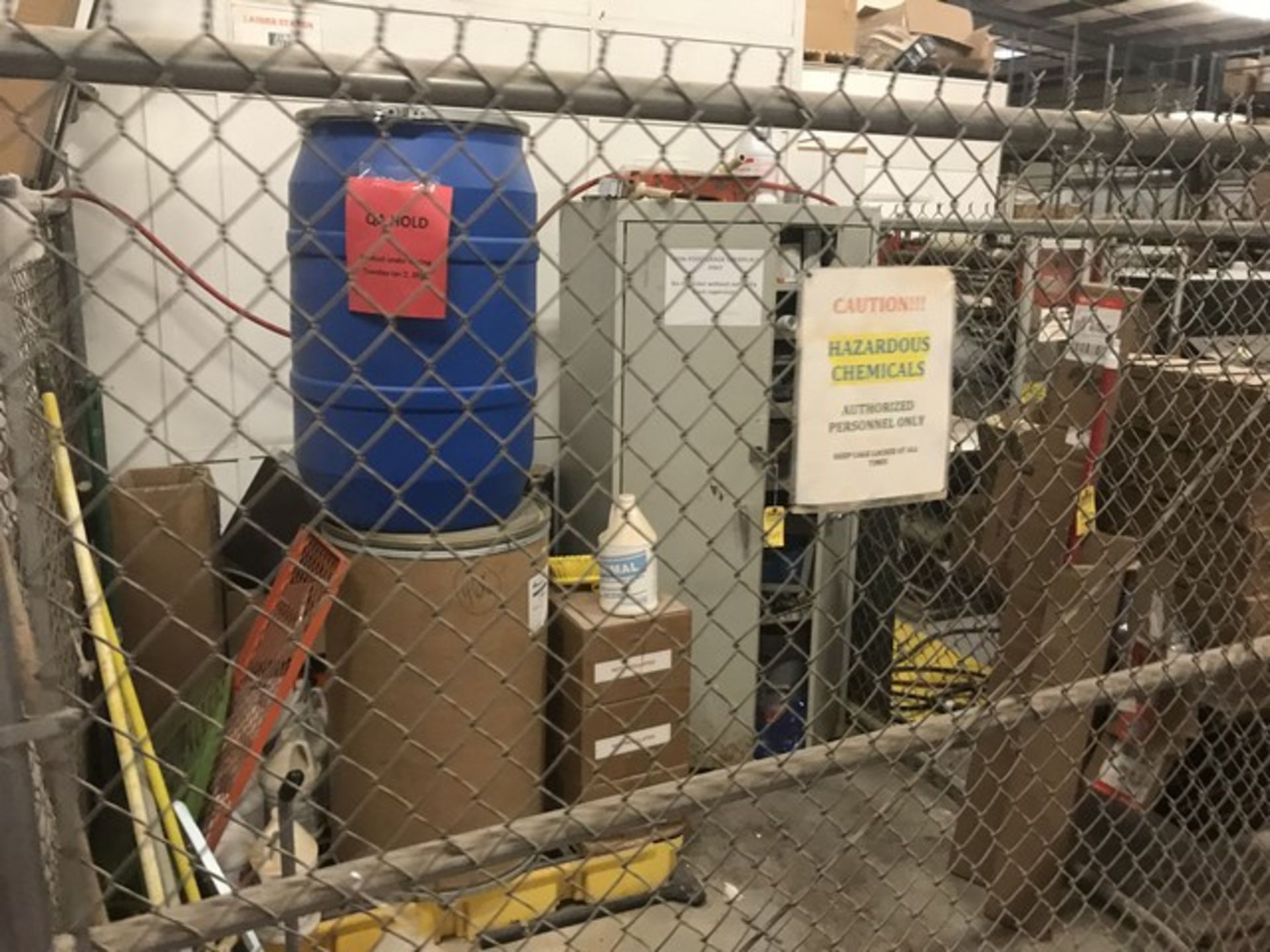 CONTENTS OF CAGE - CABINET, SUPPLIES, ETC