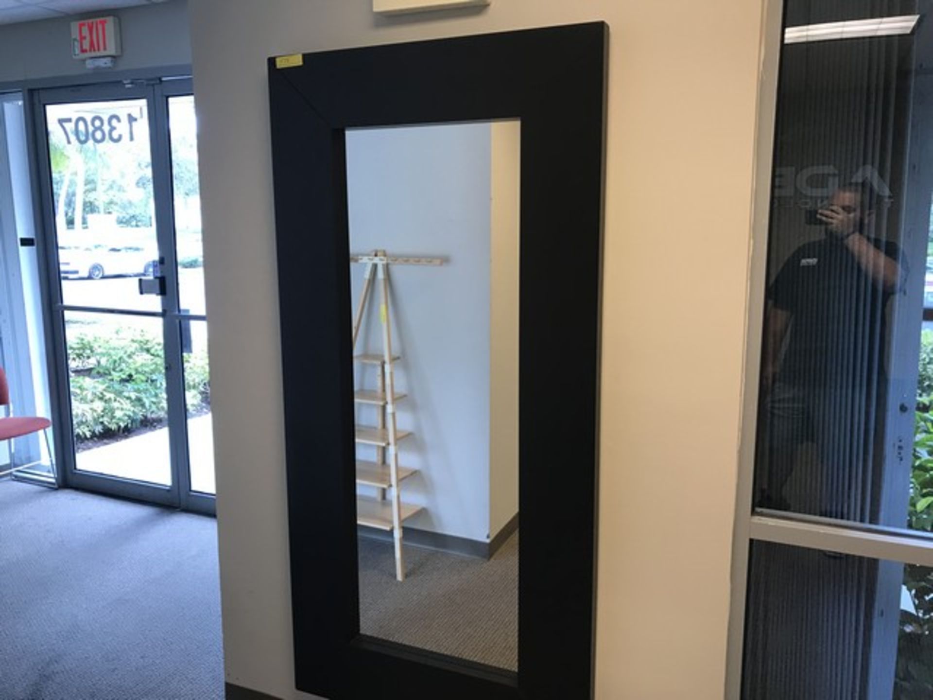 LARGE MIRROR WITH DARK FRAME - APPROXIMATELY 6'x2'