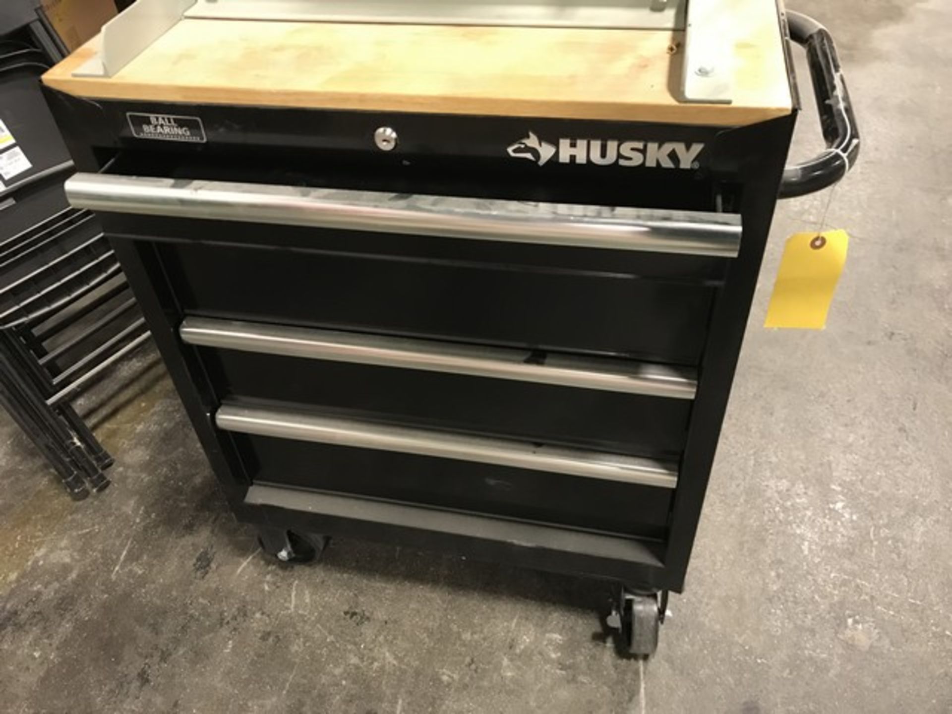 HUSKY BLACK ROLLING TOOL CABINET WITH 4 DRAWERS