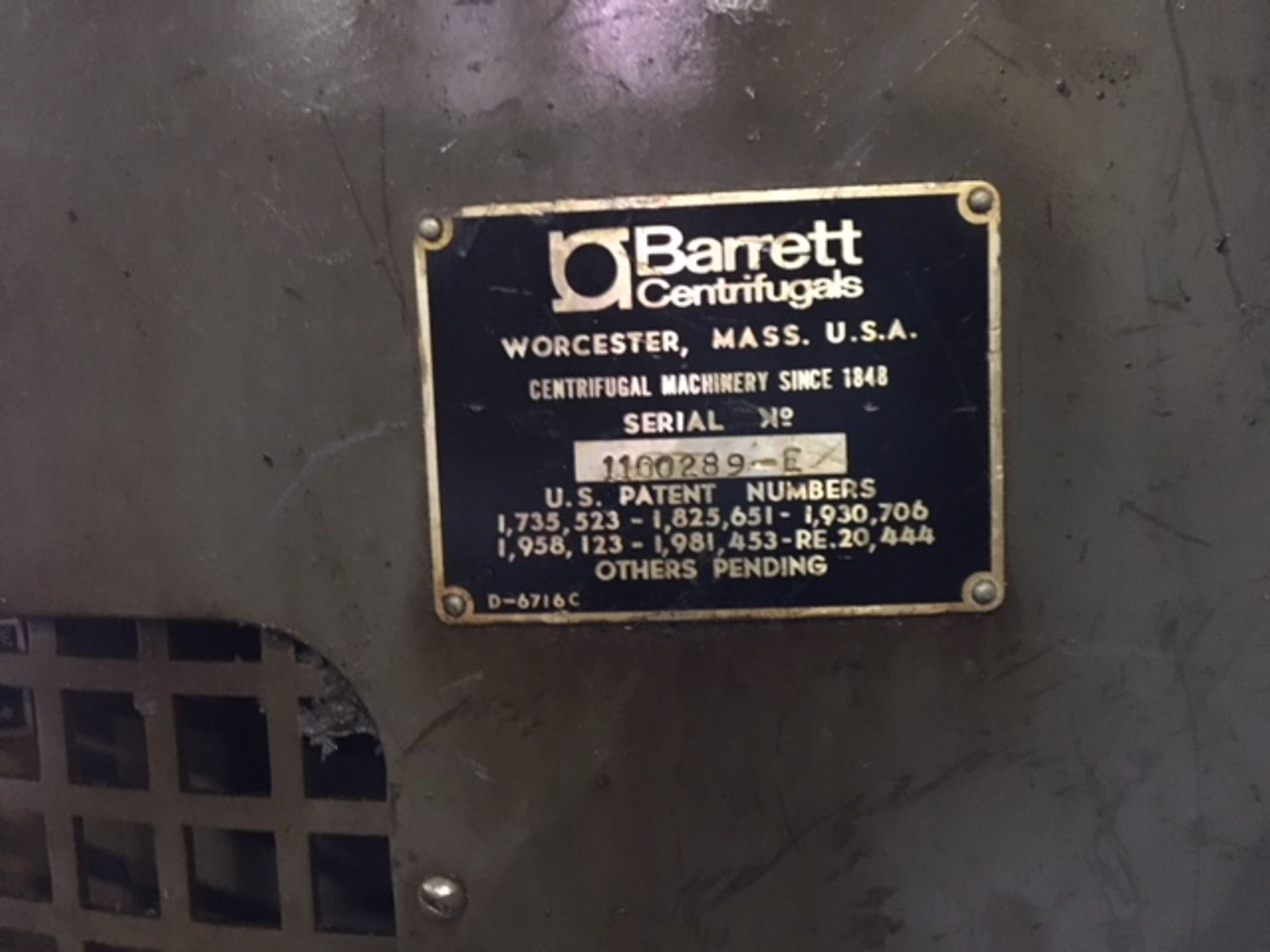 BARRETT 30" CENTRIFUGE, S/N1100289-E WITH HOIST & BASKET - Image 3 of 3