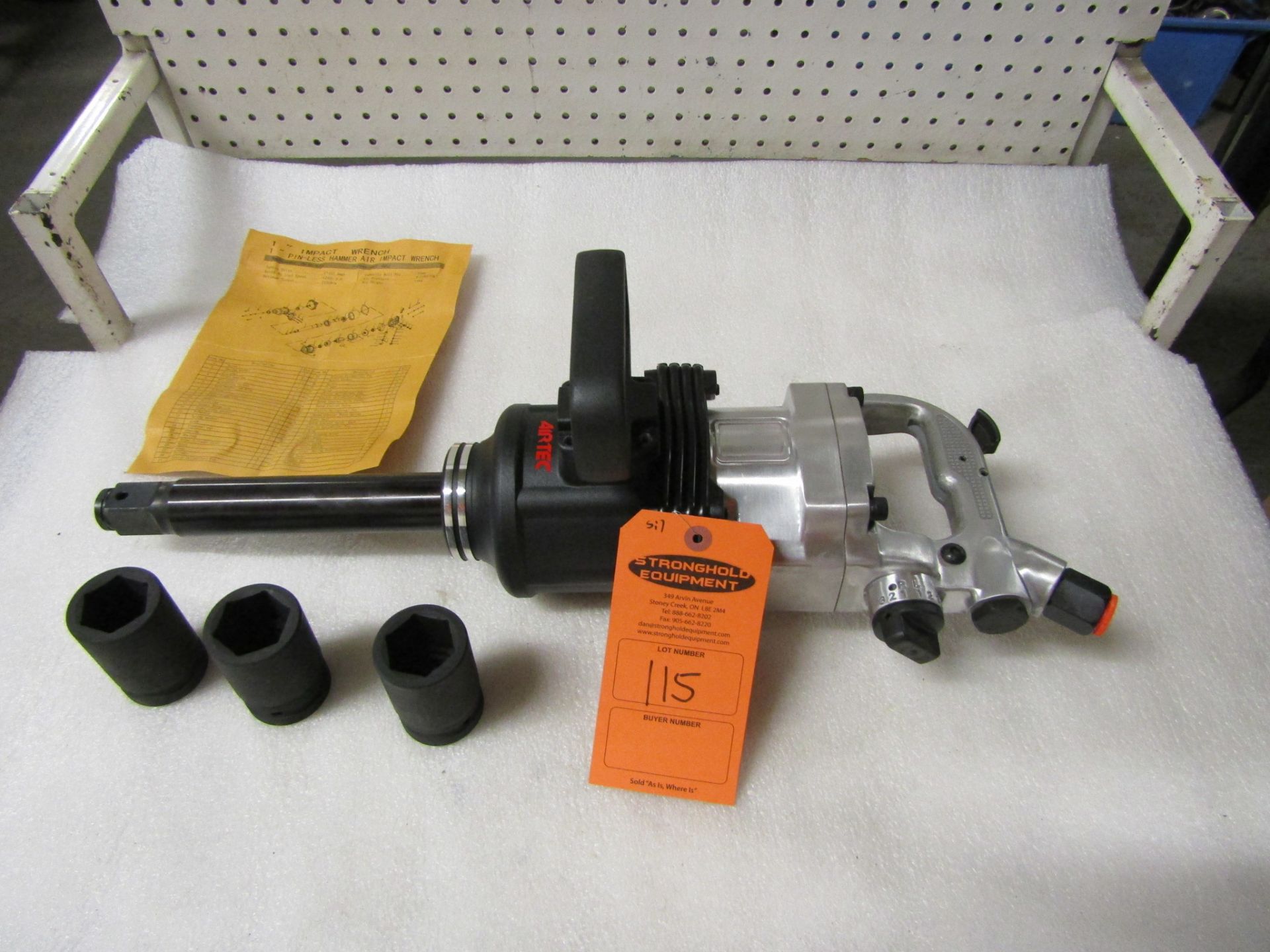 Airtec Extended Reach 1" Drive Air Impact Wrench - MINT UNUSED impact gun complete with sockets in