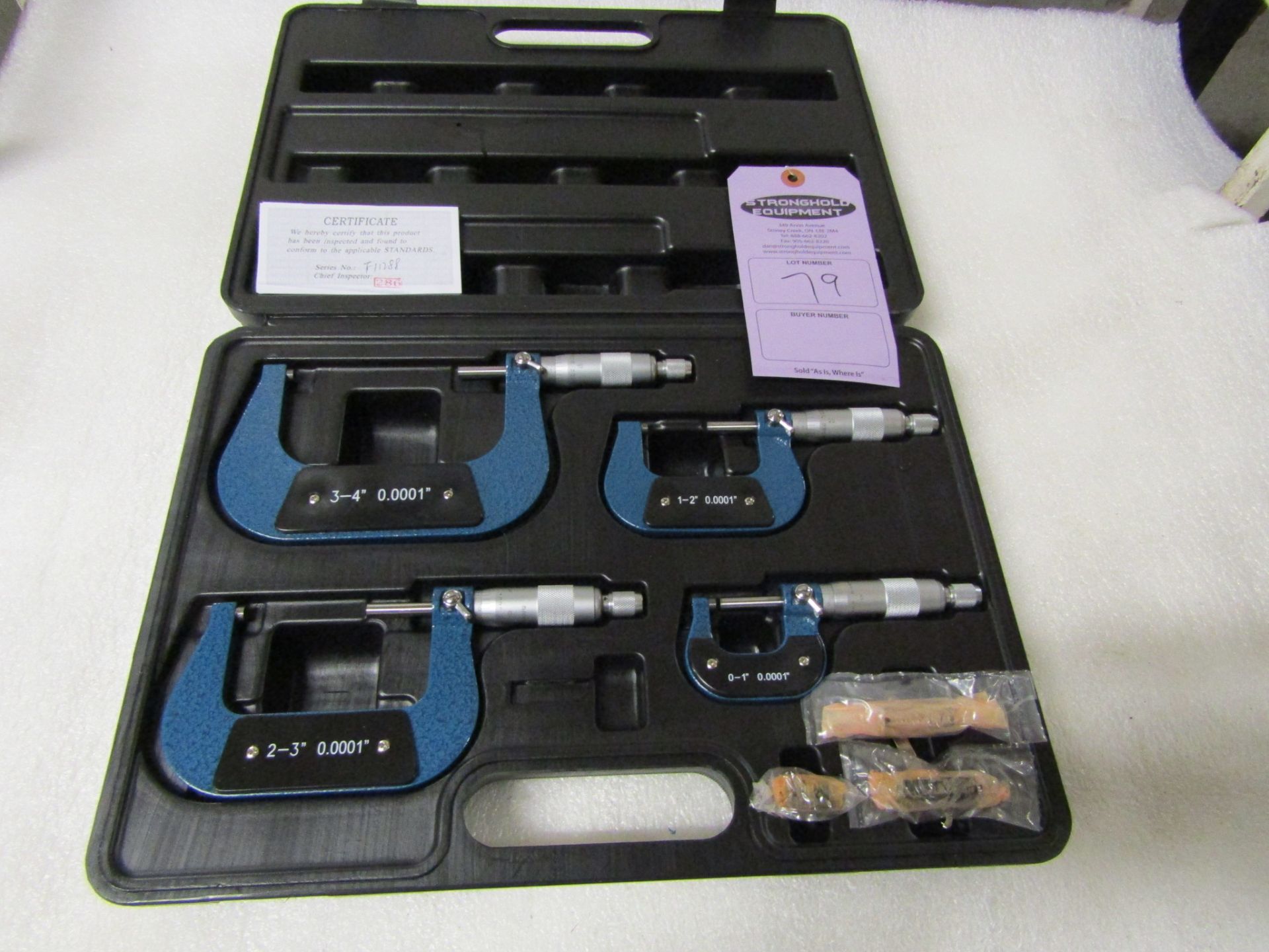 MINT 0-4" / 0-100mm Micrometer Set in case with standard calibration rods