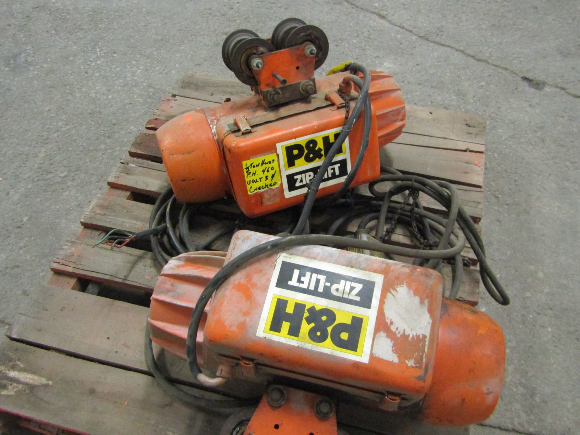 Lot of 2 (2 units) P&H Ziplift Electric Hoists - 1/2 ton