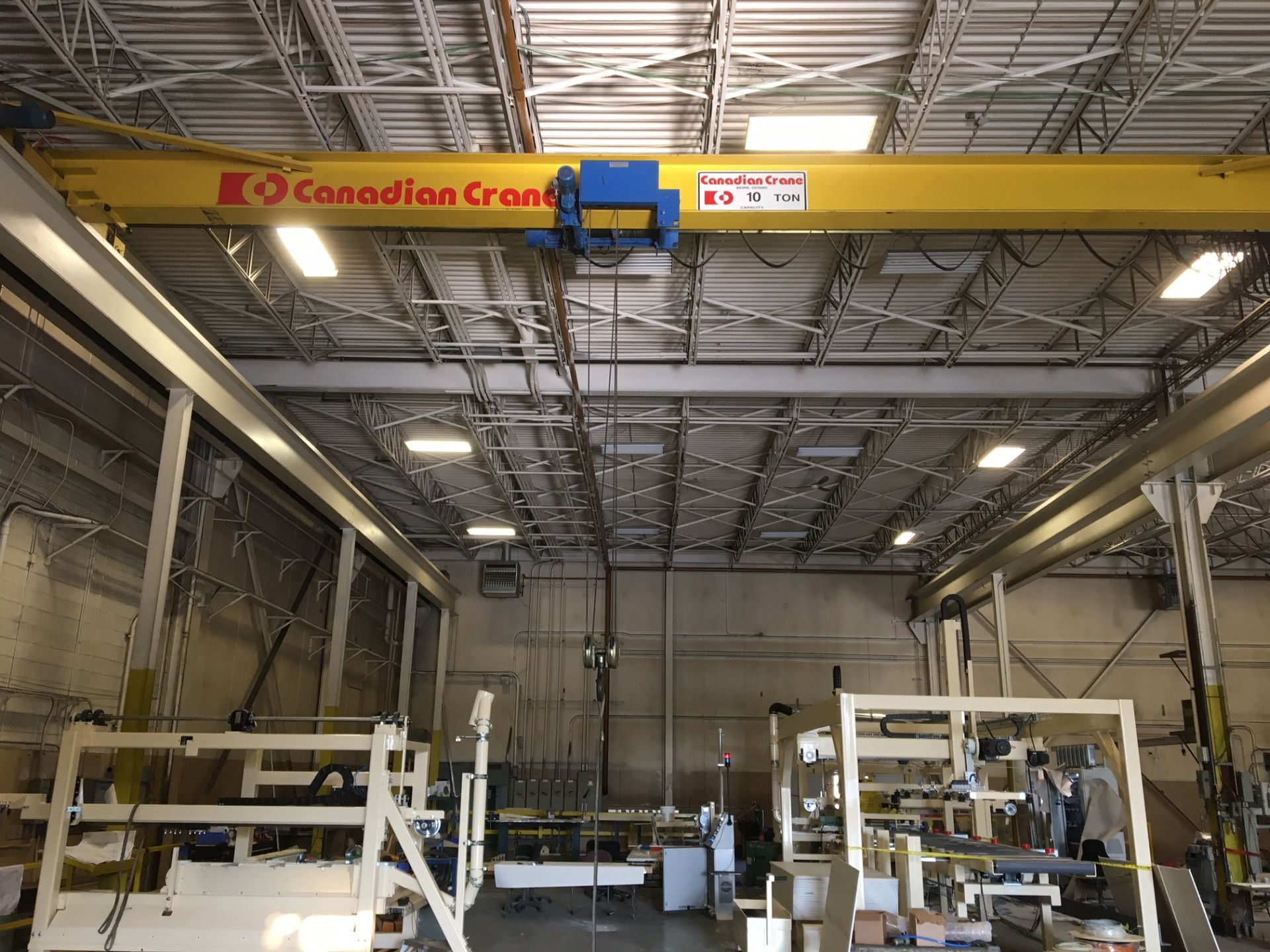 Canadian Crane 10 Ton Capacity Single Girder Overhead Crane with wireless pendant controller and 47'