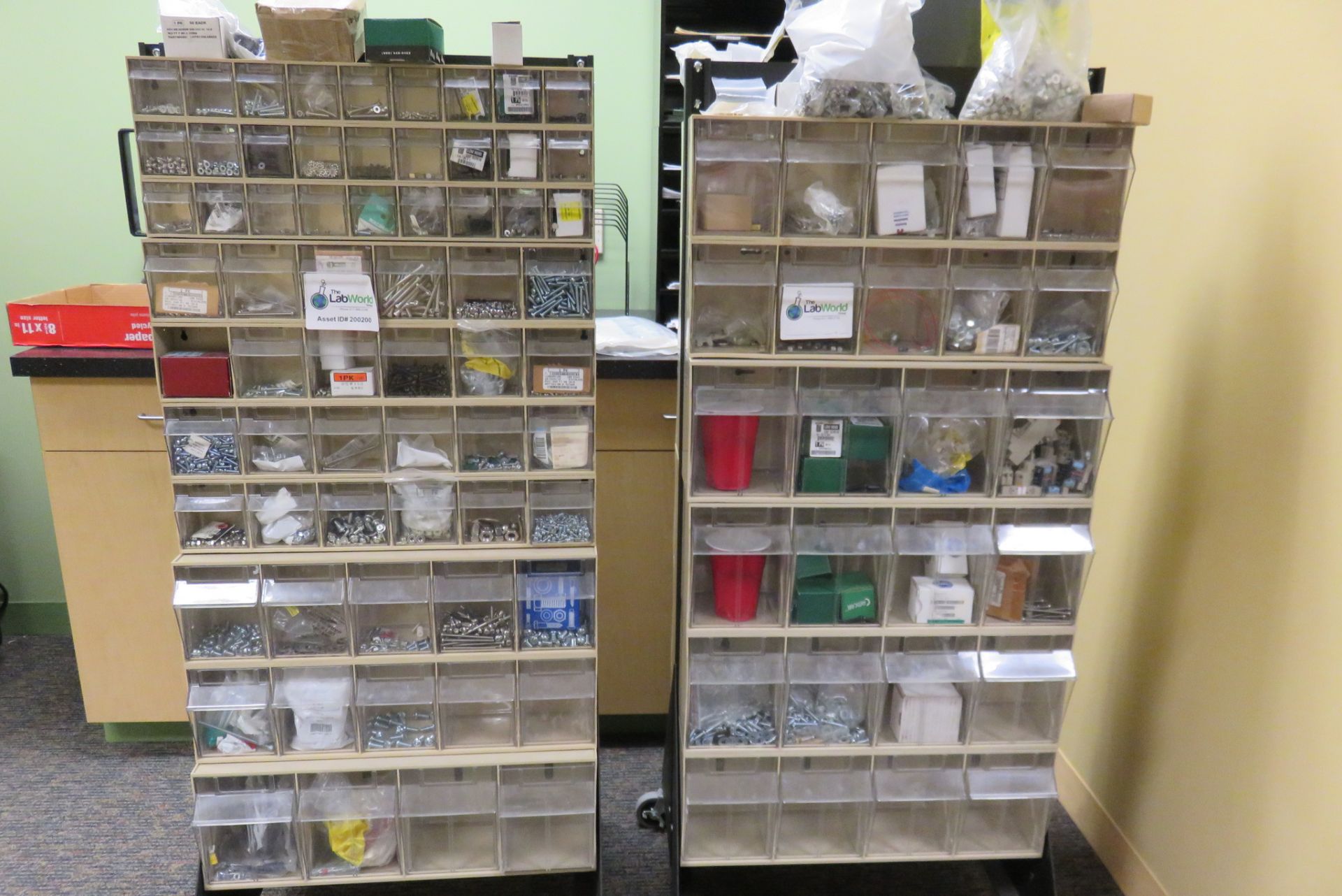 Assorted Fasteners and Screws w/2 storage units