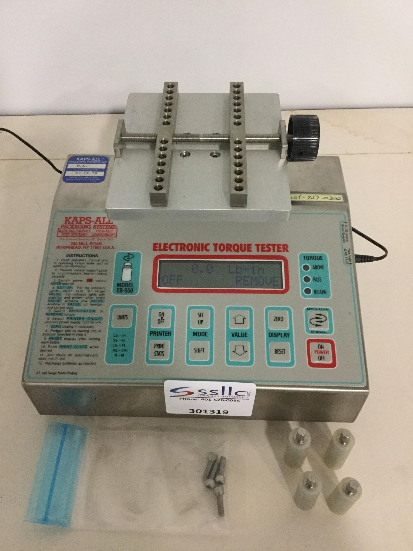Kaps-All Packaging Systems EB550 Electronic Torque Tester