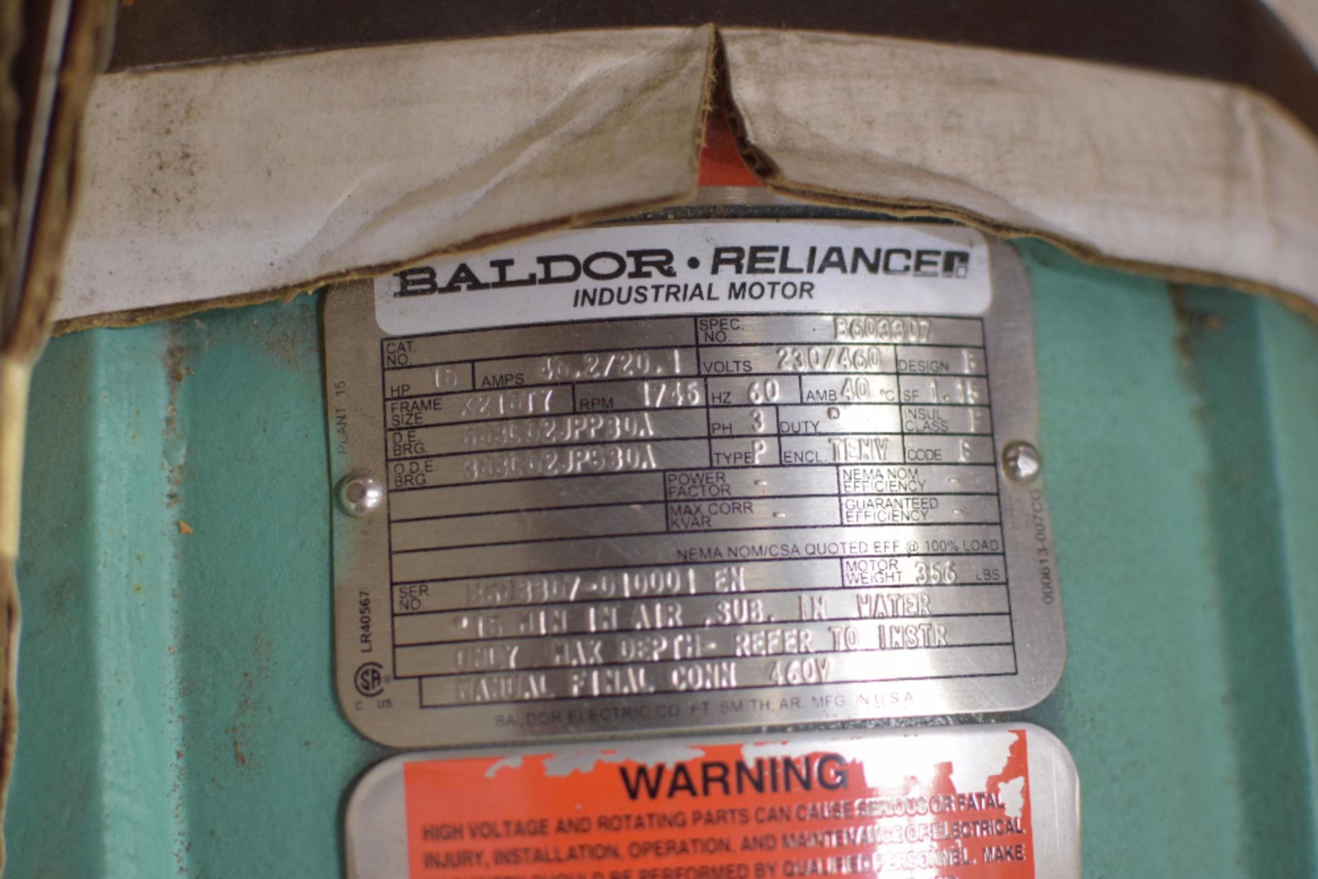 Baldor Reliance 15 HP Industrial Motor - Image 2 of 4