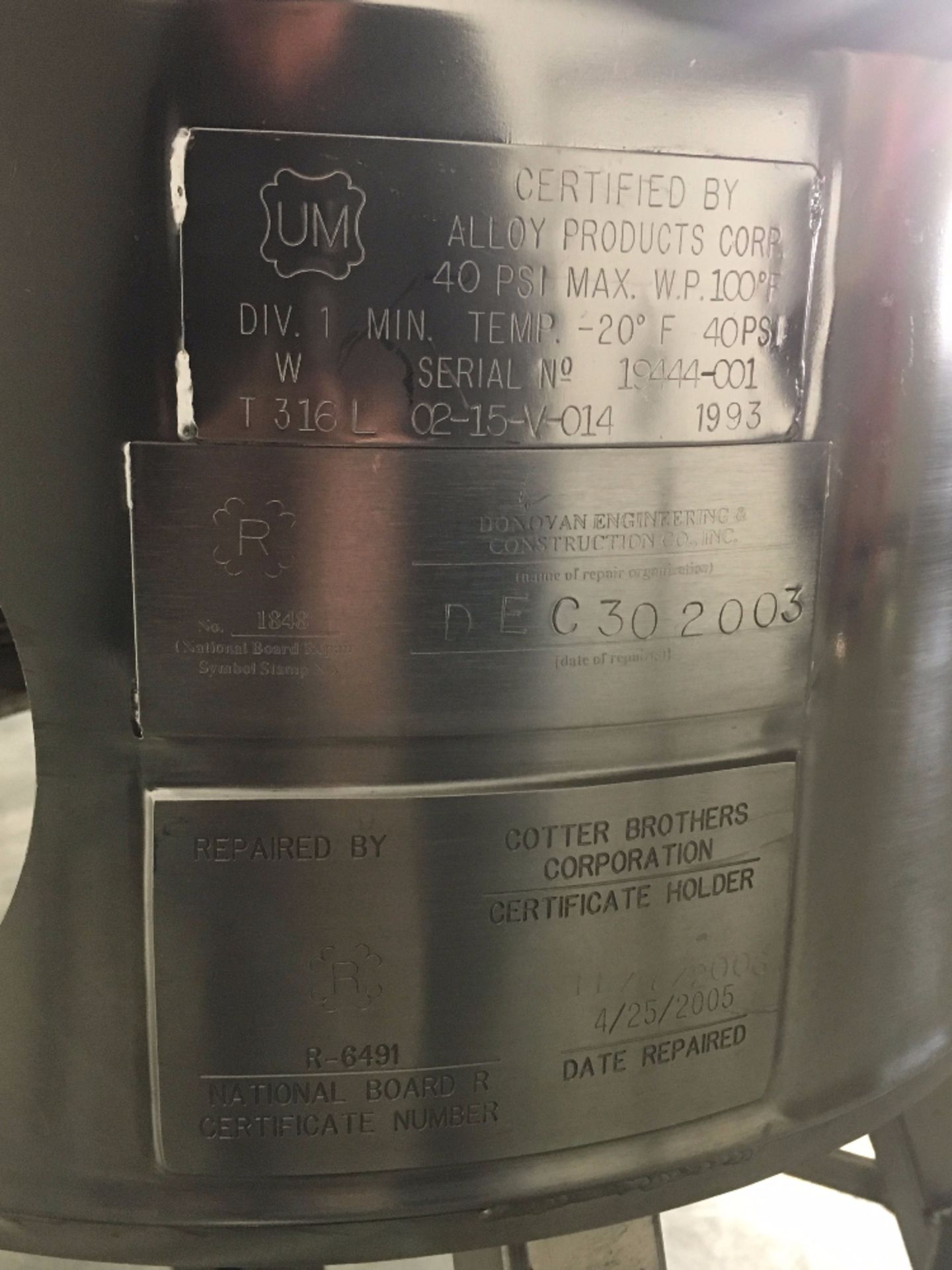Alloy Products Stainless Steel Vessel - Image 3 of 3