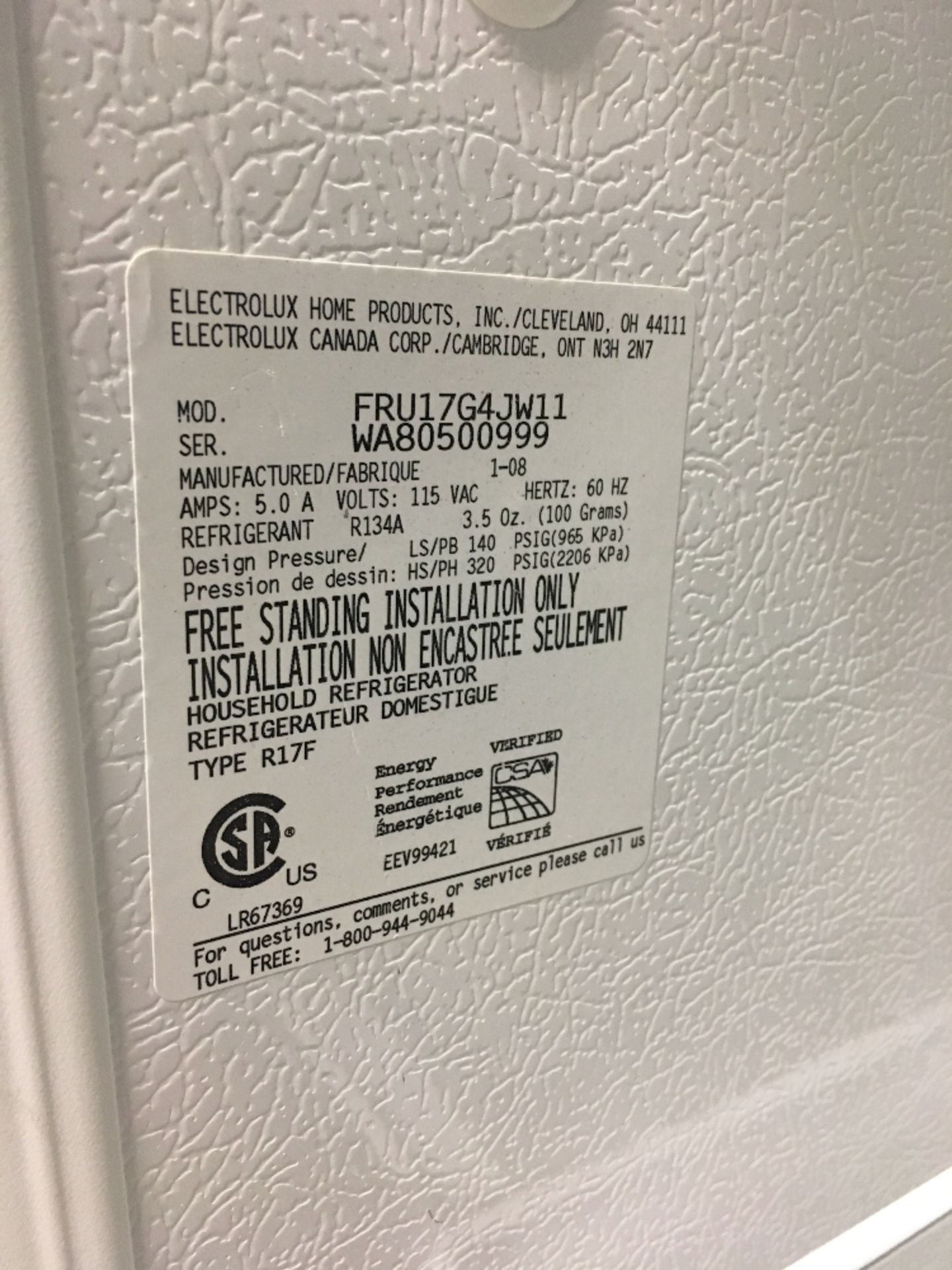 Electrolux Household Refrigerator - Image 3 of 3