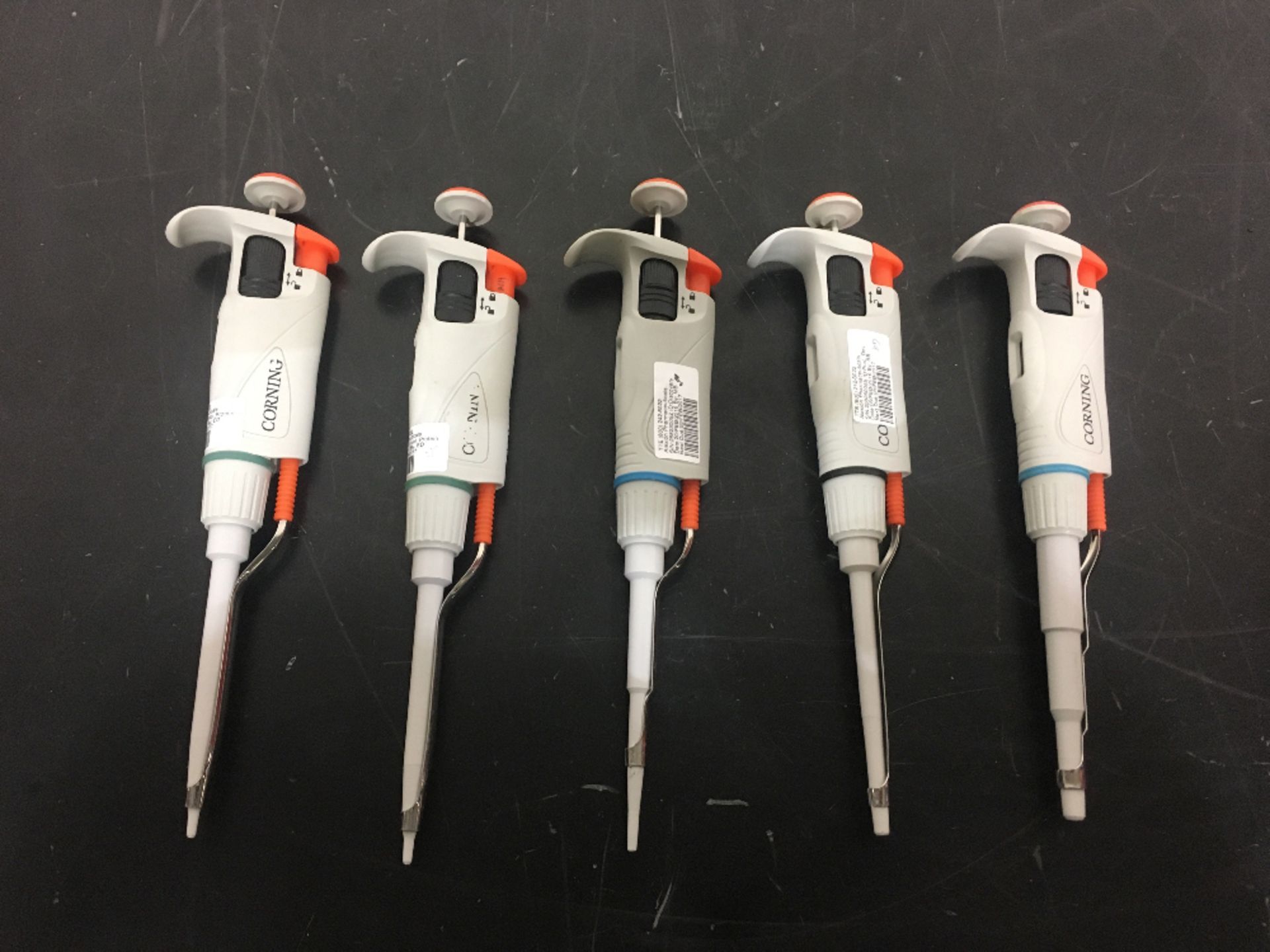 Lot of (5) Corning Lambda Plus Single Channel Pipettes