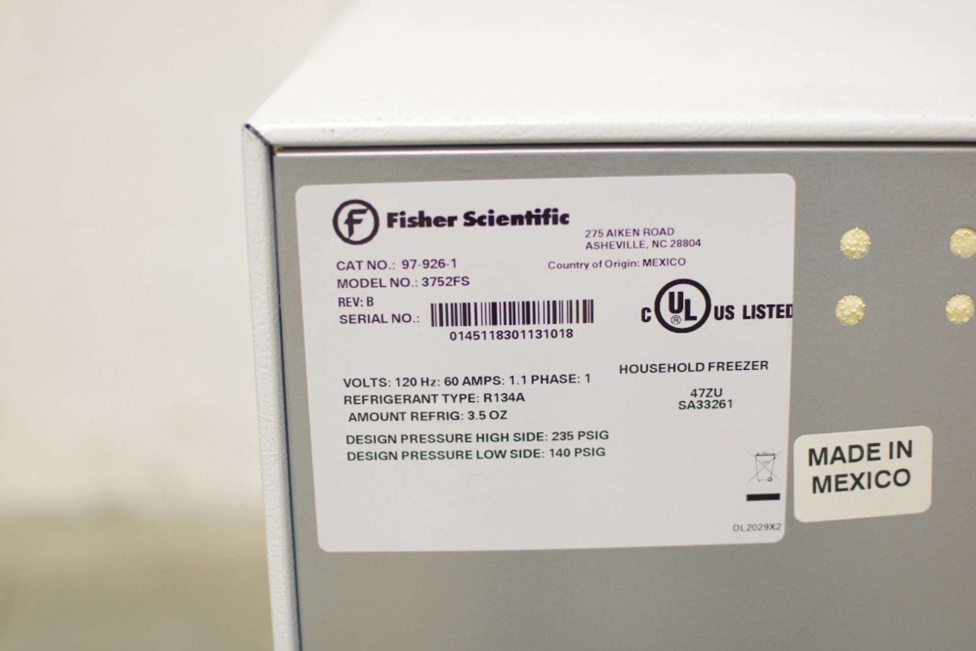 Fisher Scientific Undercounter Laboratory Freezer - Image 2 of 3