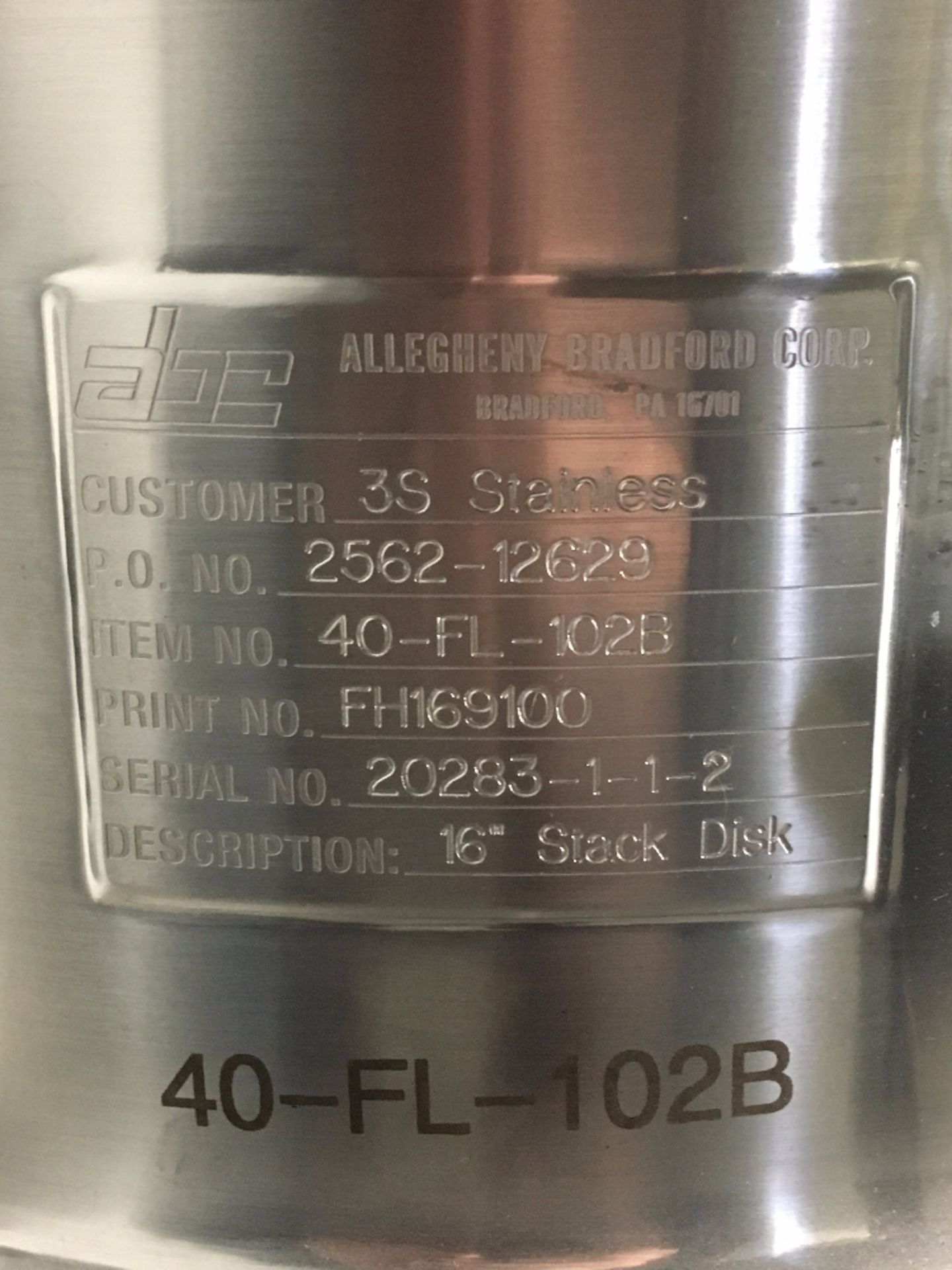 Allegheny Bradford Stainless Steel Filter Housing - Image 2 of 2