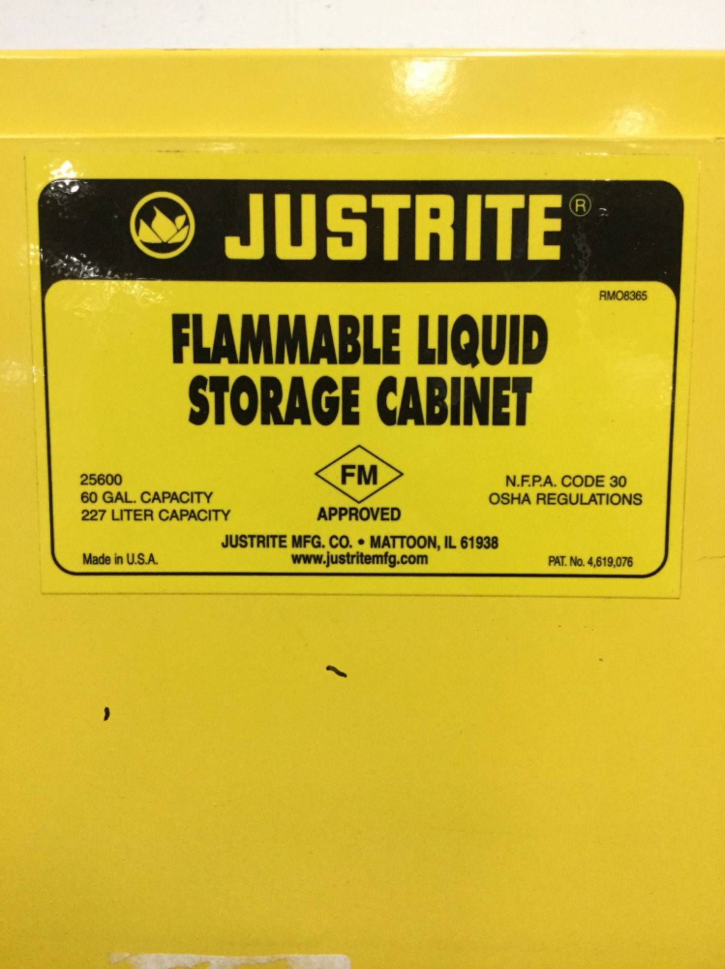 Justrite 60 Gallon Flammable Liquid Storage Cabinet - Image 2 of 3