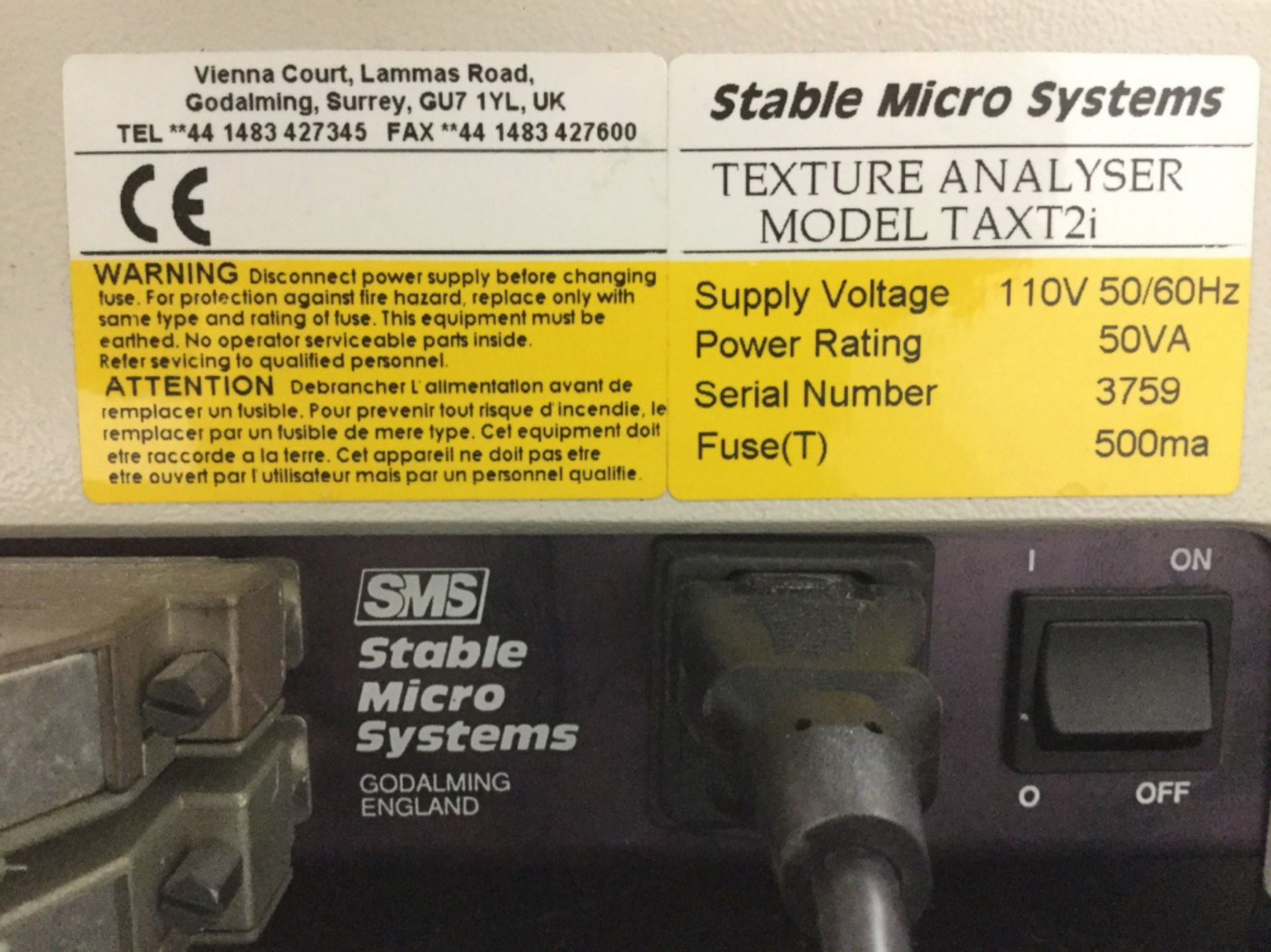 Texture Technologies TA.XT2i Texture Analyzer - Image 2 of 2