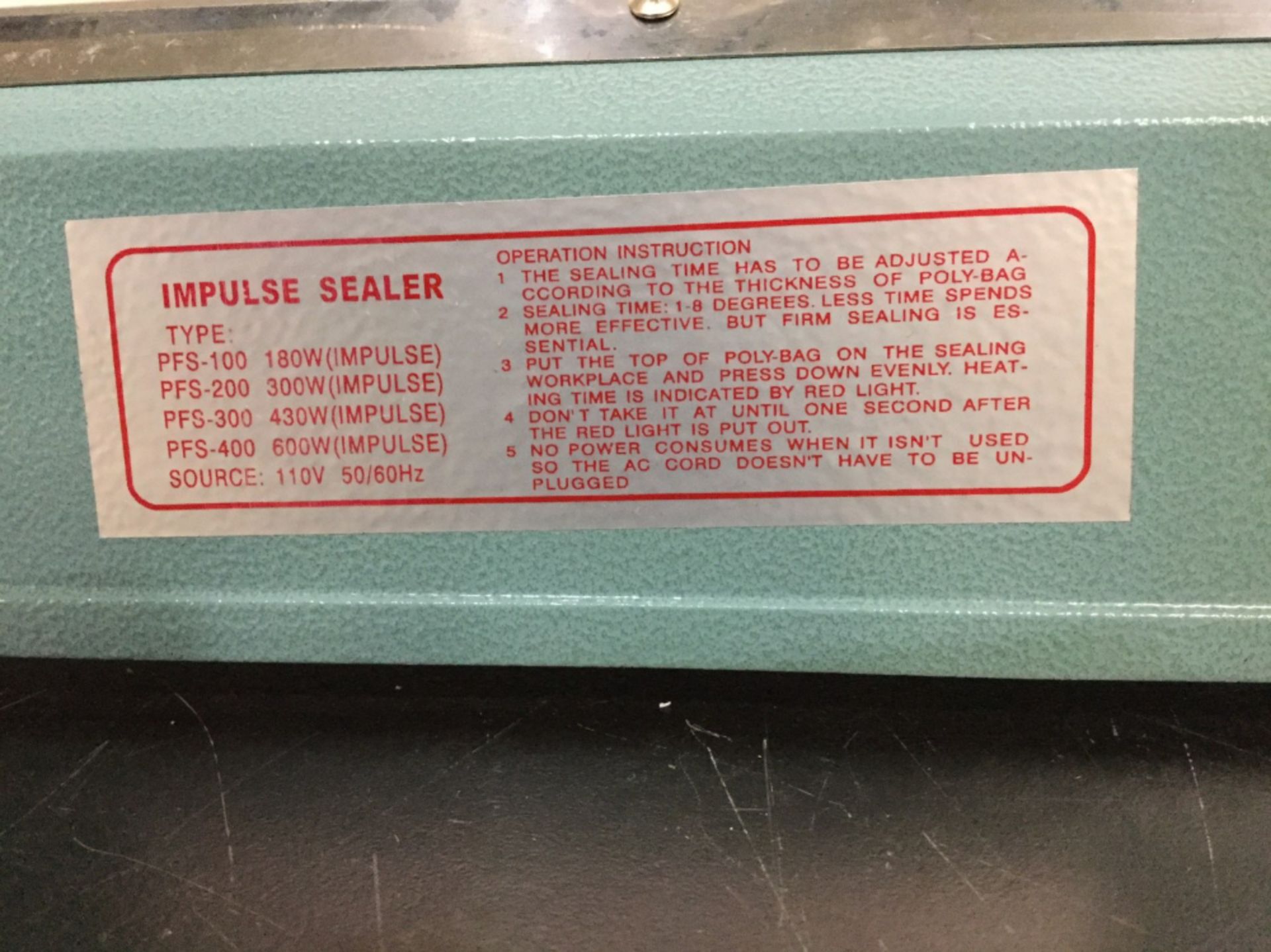 PFS-400 16" Hand Impulse Sealer - Image 2 of 3