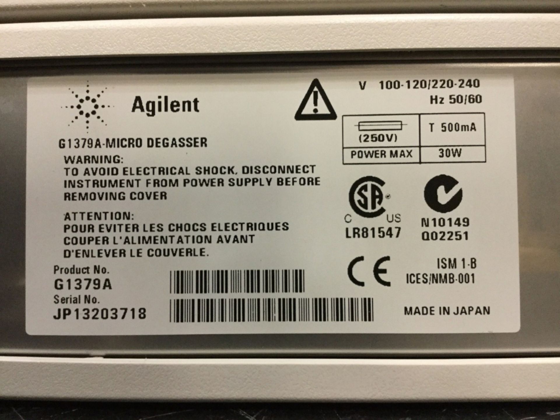 Agilent 1100 Series Micro Degasser With Tray - Image 2 of 2