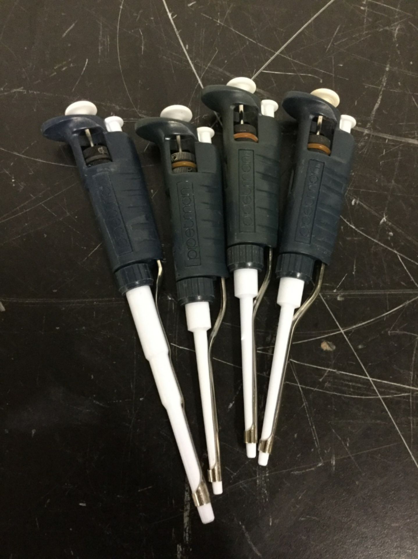 Lot of (4) Gilson Pipetman Single Channel Pipettes