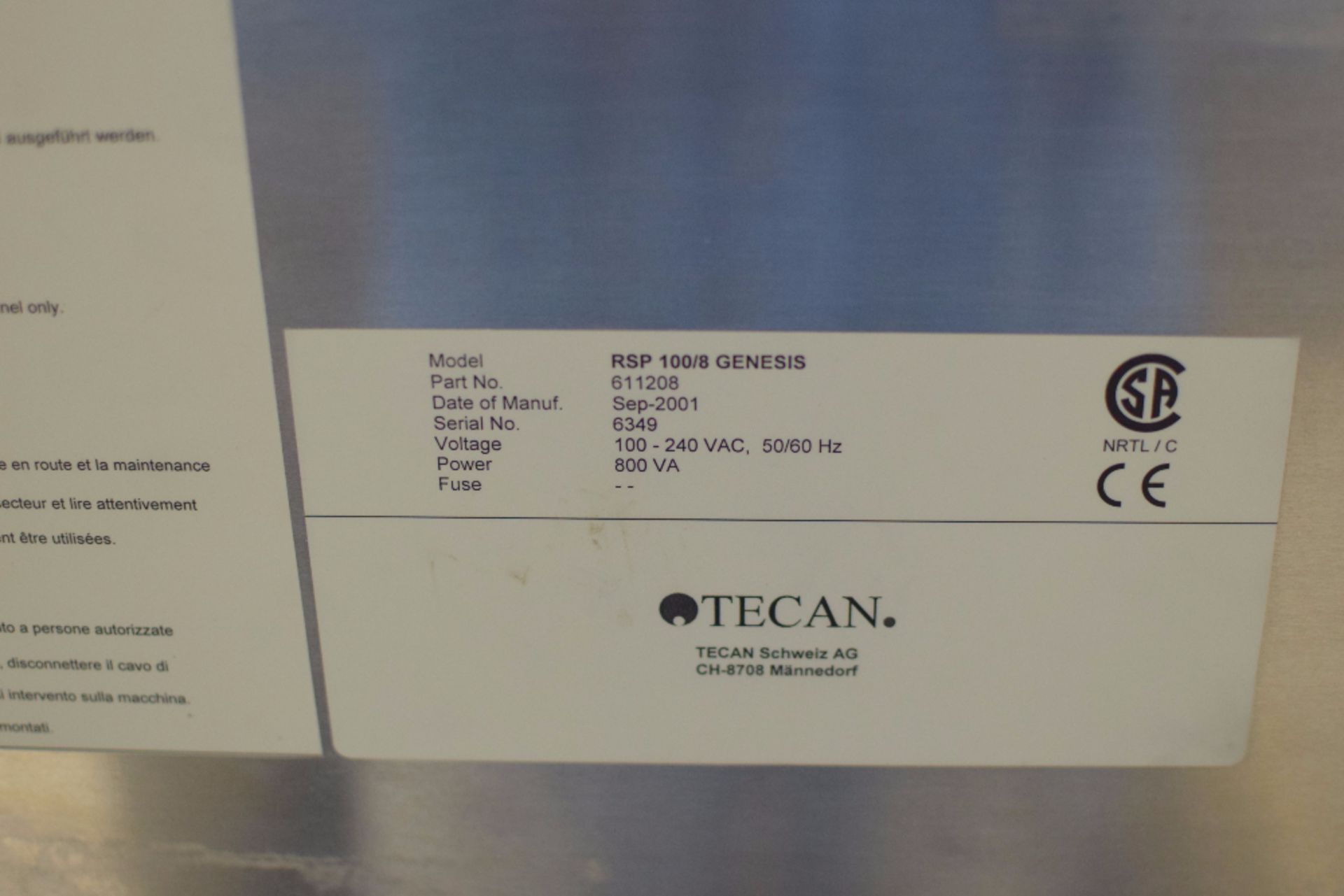 Tecan Genesis RSP 100 Genesis RSP-100/8 Liquid Handling System - Image 5 of 5