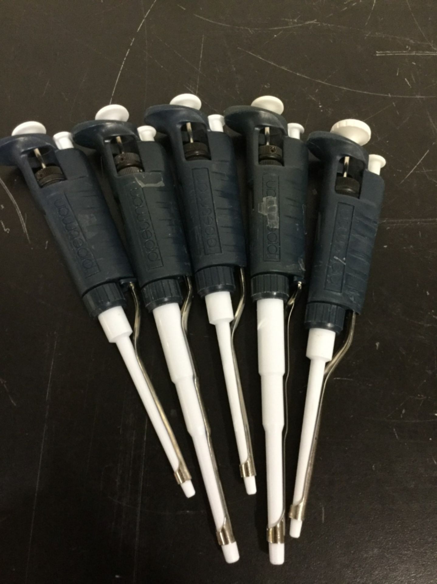 Lot of (5) Gilson Pipetman Single Channel Pipettes