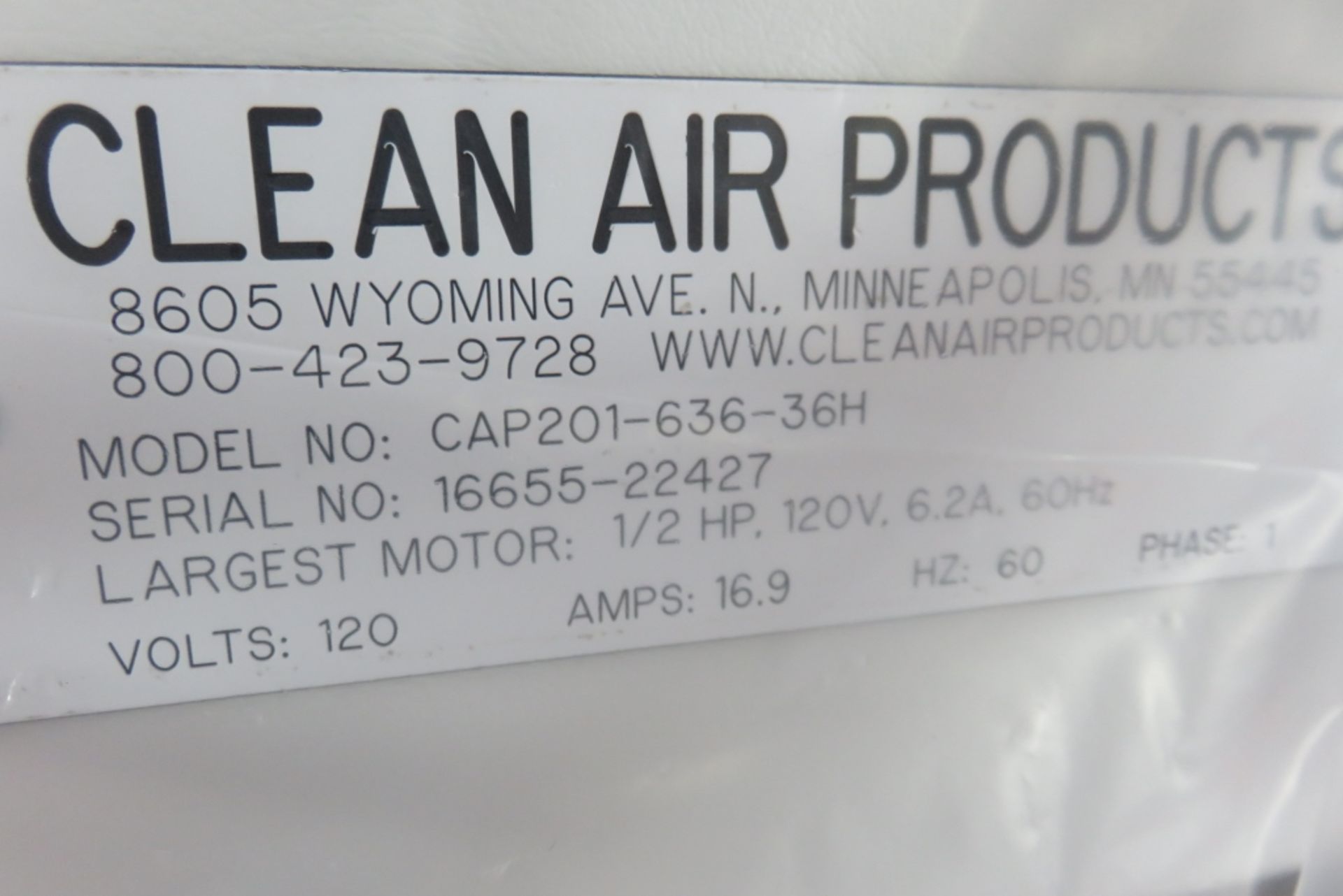 Un-used Clean Air Product Cap201 Horizontal Laminar Flow Hood - Image 8 of 8
