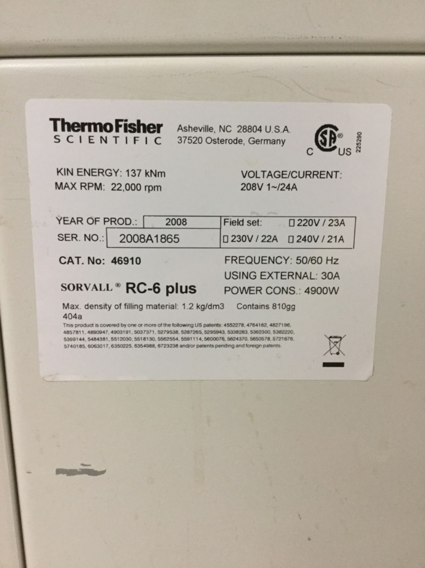 Thermo Electron Sorvall RC 6 Plus Centrifuge - Image 2 of 3