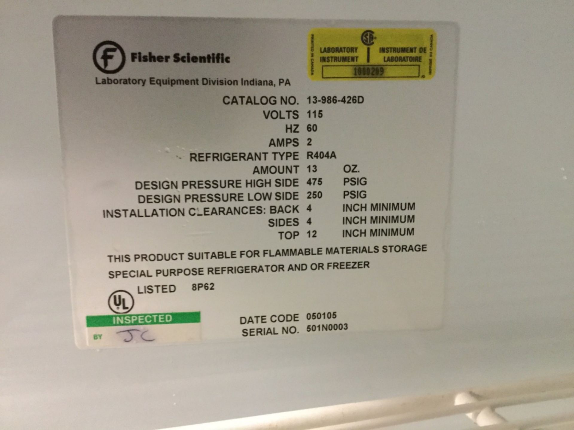 Fisher Scientific Isotemp Laboratory Refrigerator/Freezer - Image 3 of 3