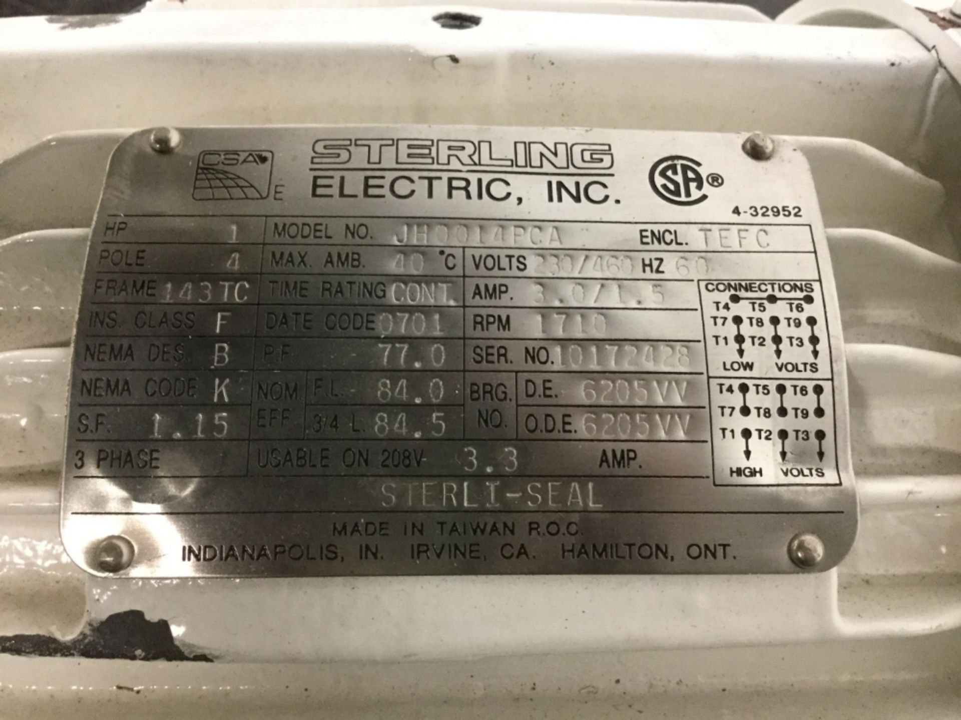 Sterling Electric JH0014PCA Motor - Image 2 of 3