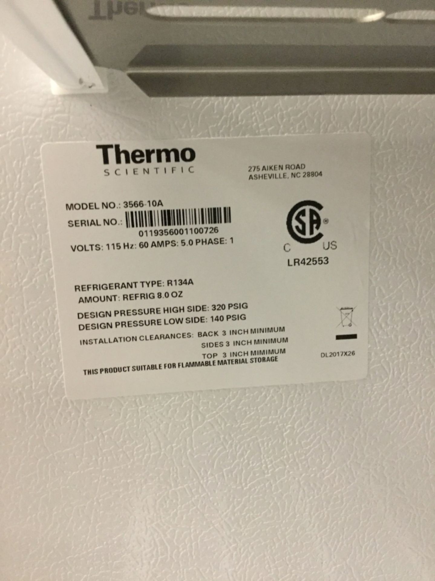 Thermo Scientific Laboratory Freezer - Image 3 of 3