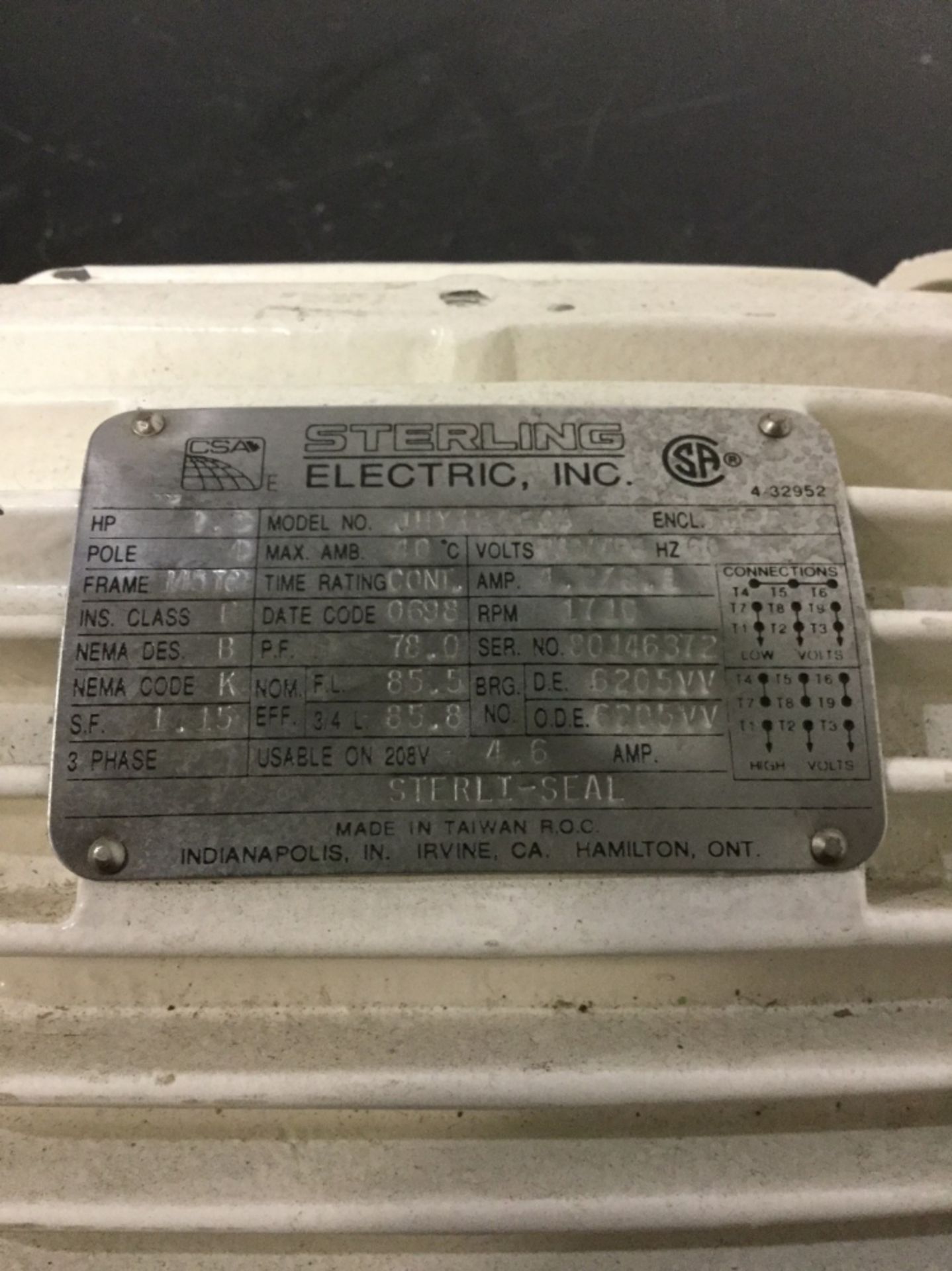 Sterling Electric JHY154PCA Motor - Image 2 of 3